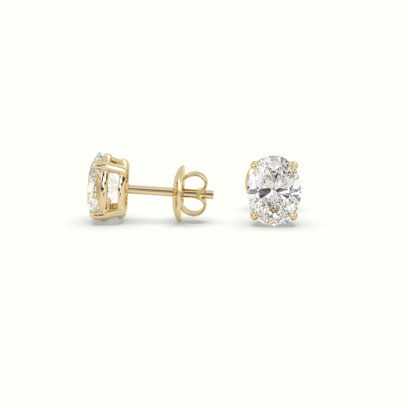 18k yellow gold solitaire oval cut diamond stud earrings Photos & images