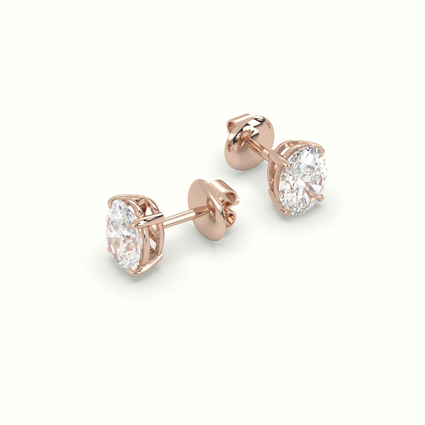 18k rose gold solitaire oval cut diamond stud earrings Photos & images