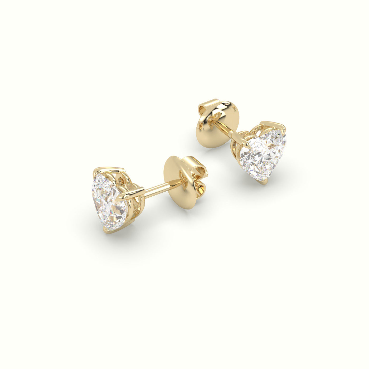 18k yellow gold heart cut solitaire diamond stud earrings Photos & images