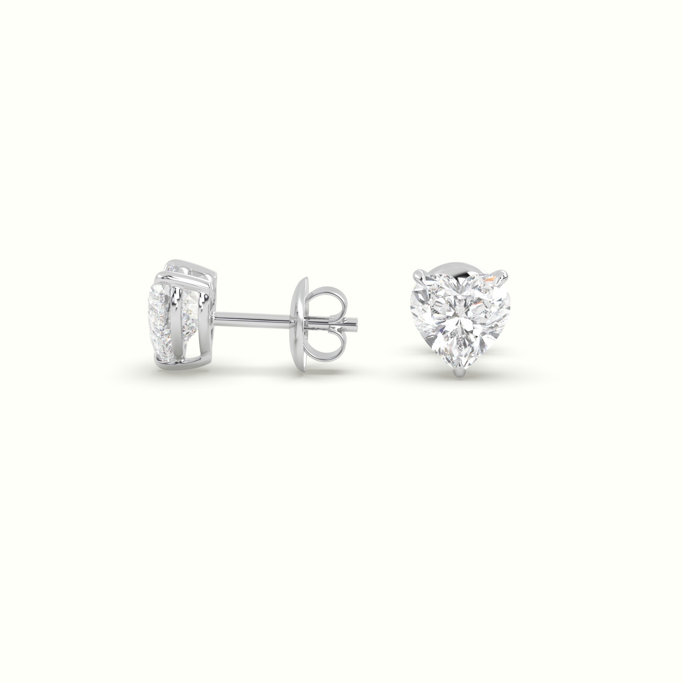 18k white gold heart cut solitaire diamond stud earrings Photos & images