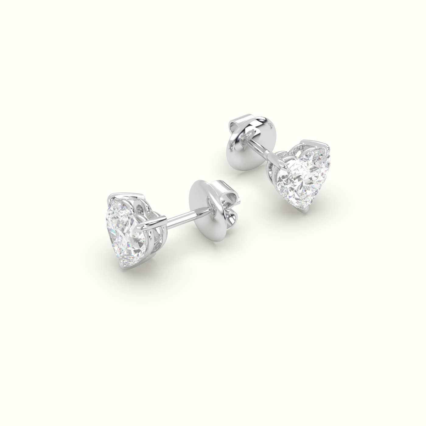 18k white gold heart cut solitaire diamond stud earrings Photos & images
