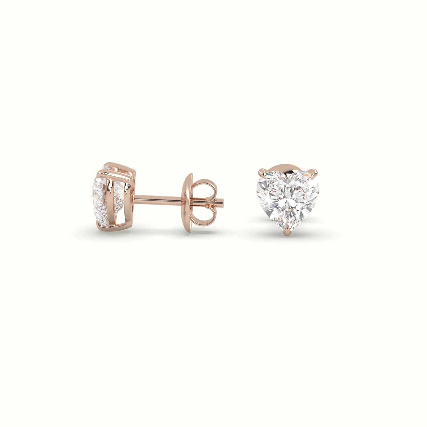 18k rose gold heart cut solitaire diamond stud earrings Photos & images