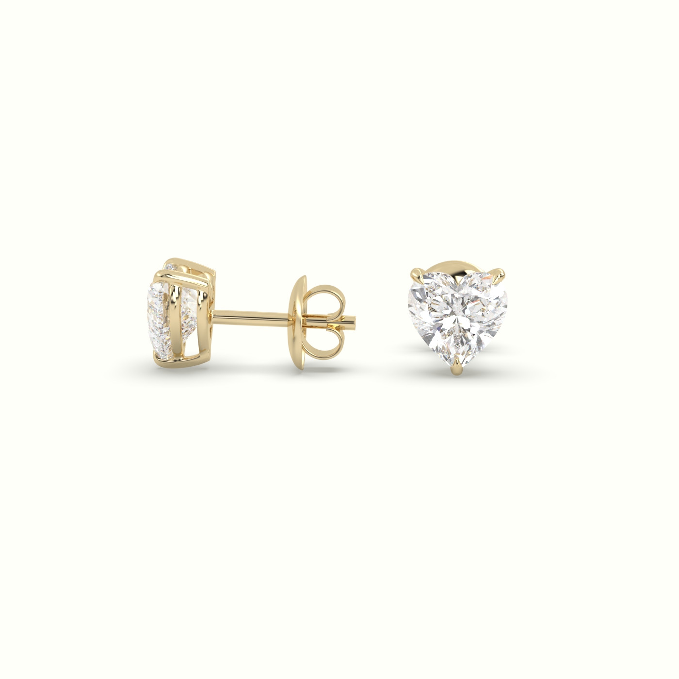 18k yellow gold heart cut solitaire diamond stud earrings Photos & images