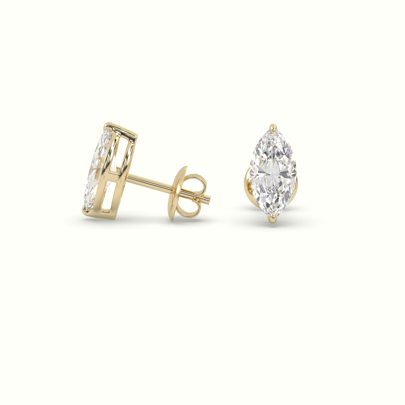 18k yellow gold marquise cut solitaire diamond stud earrings Photos & images
