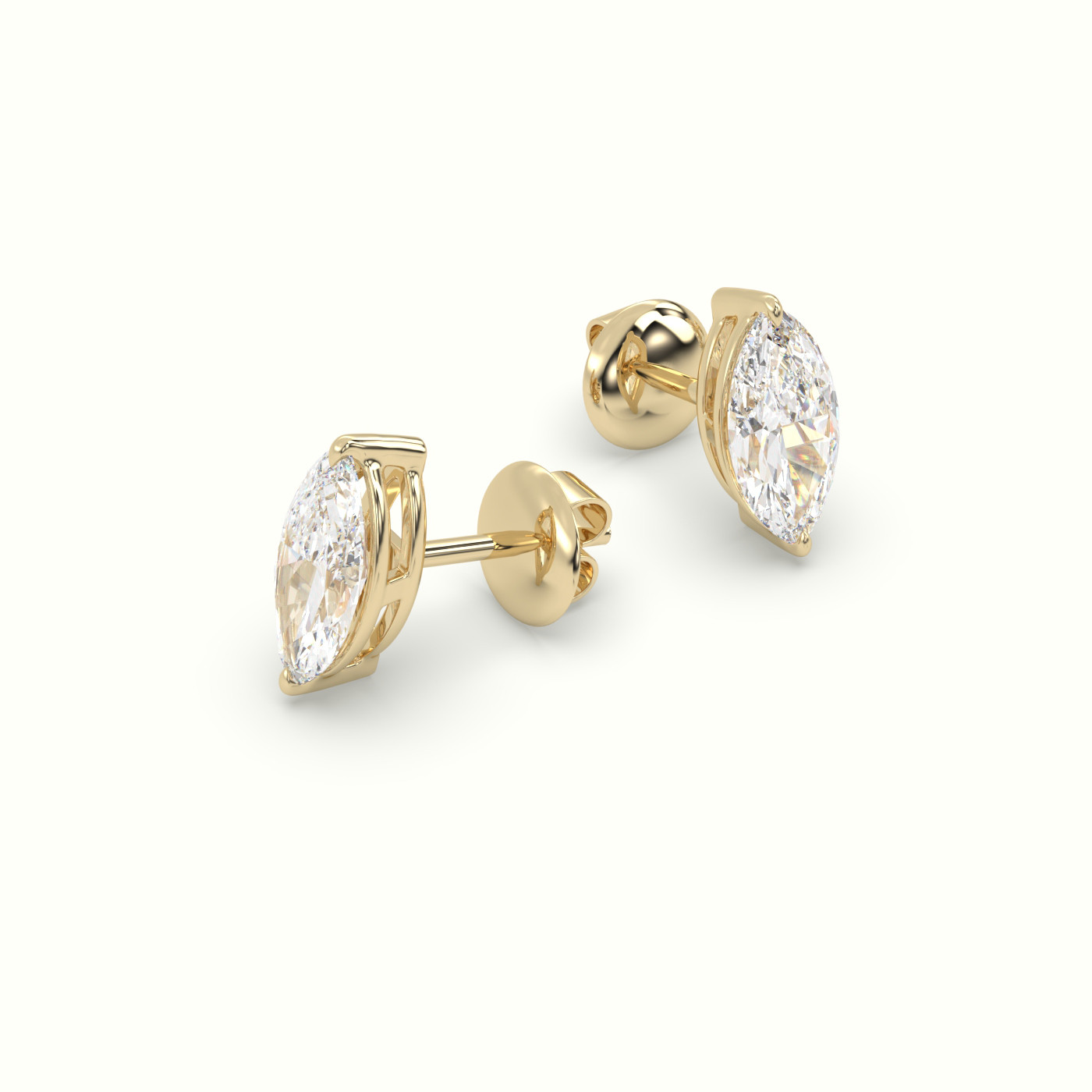 18k yellow gold marquise cut solitaire diamond stud earrings Photos & images