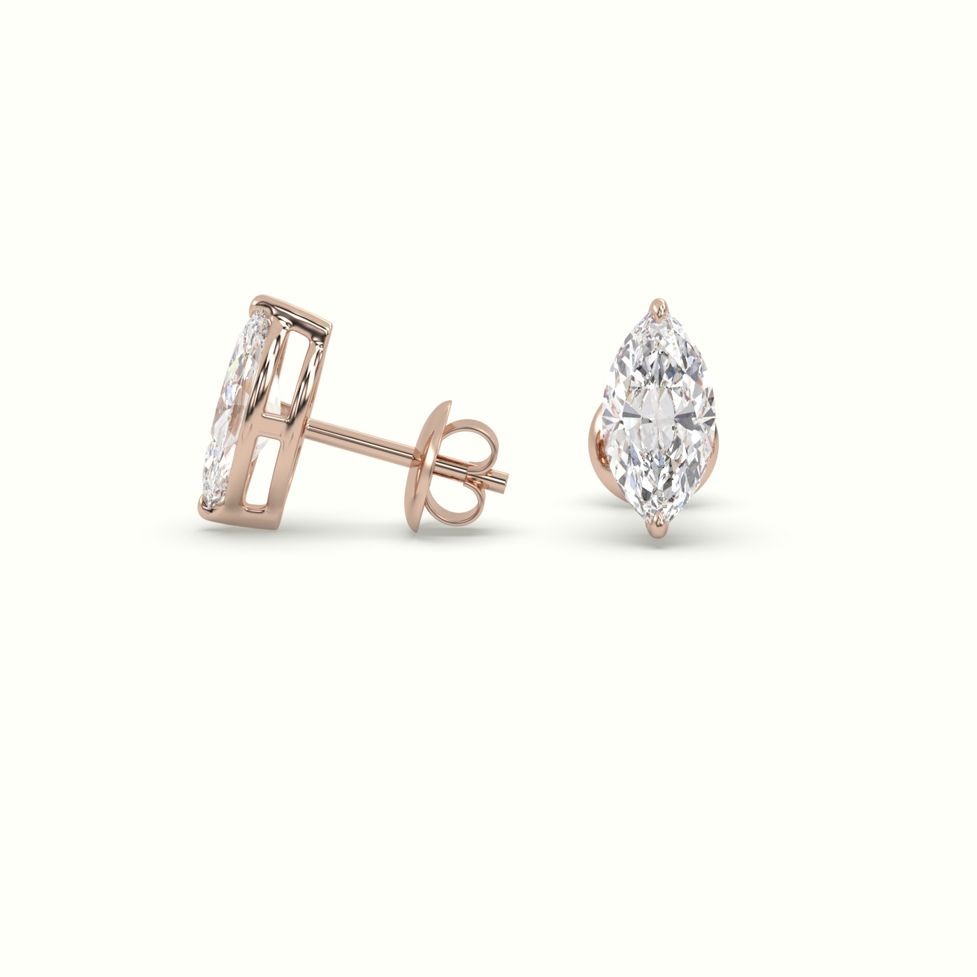 18k rose gold marquise cut solitaire diamond stud earrings Photos & images