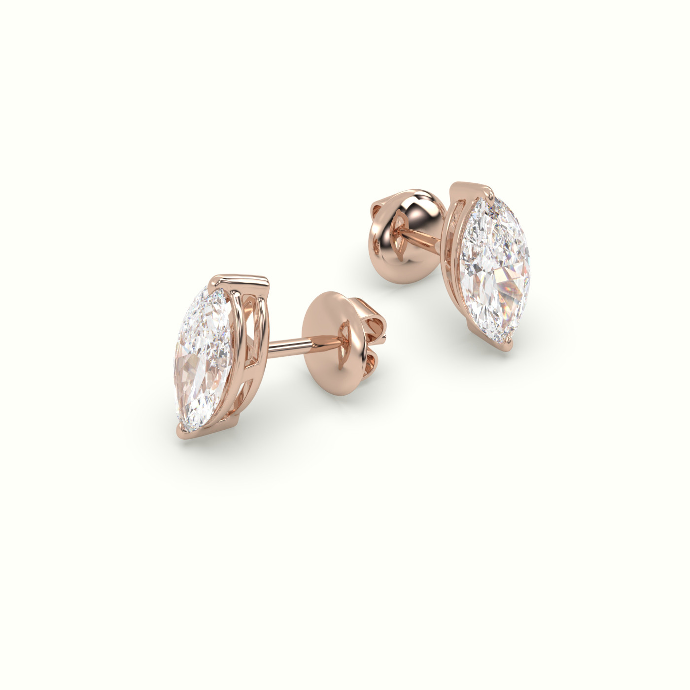 18k rose gold marquise cut solitaire diamond stud earrings Photos & images