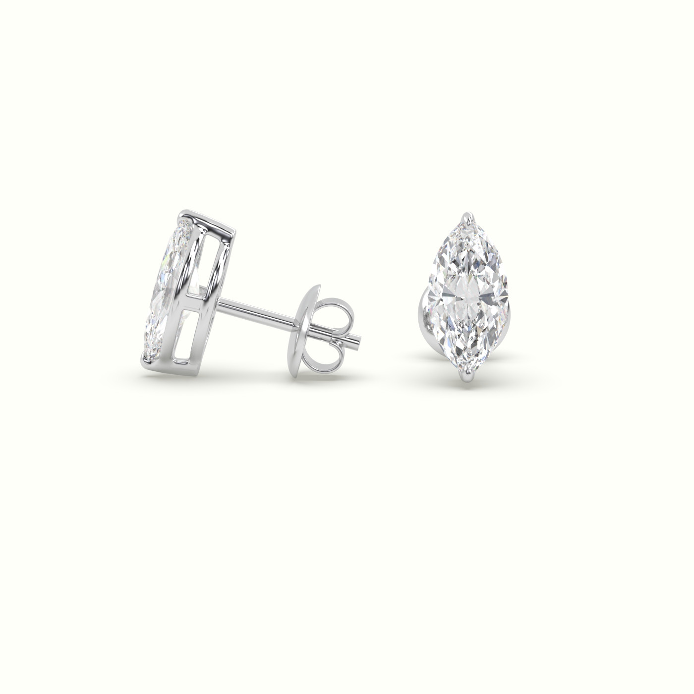 18k white gold marquise cut solitaire diamond stud earrings Photos & images