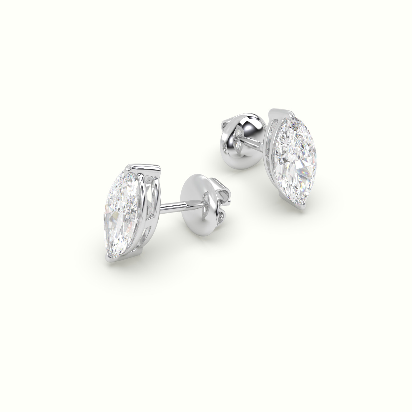 18k white gold marquise cut solitaire diamond stud earrings Photos & images