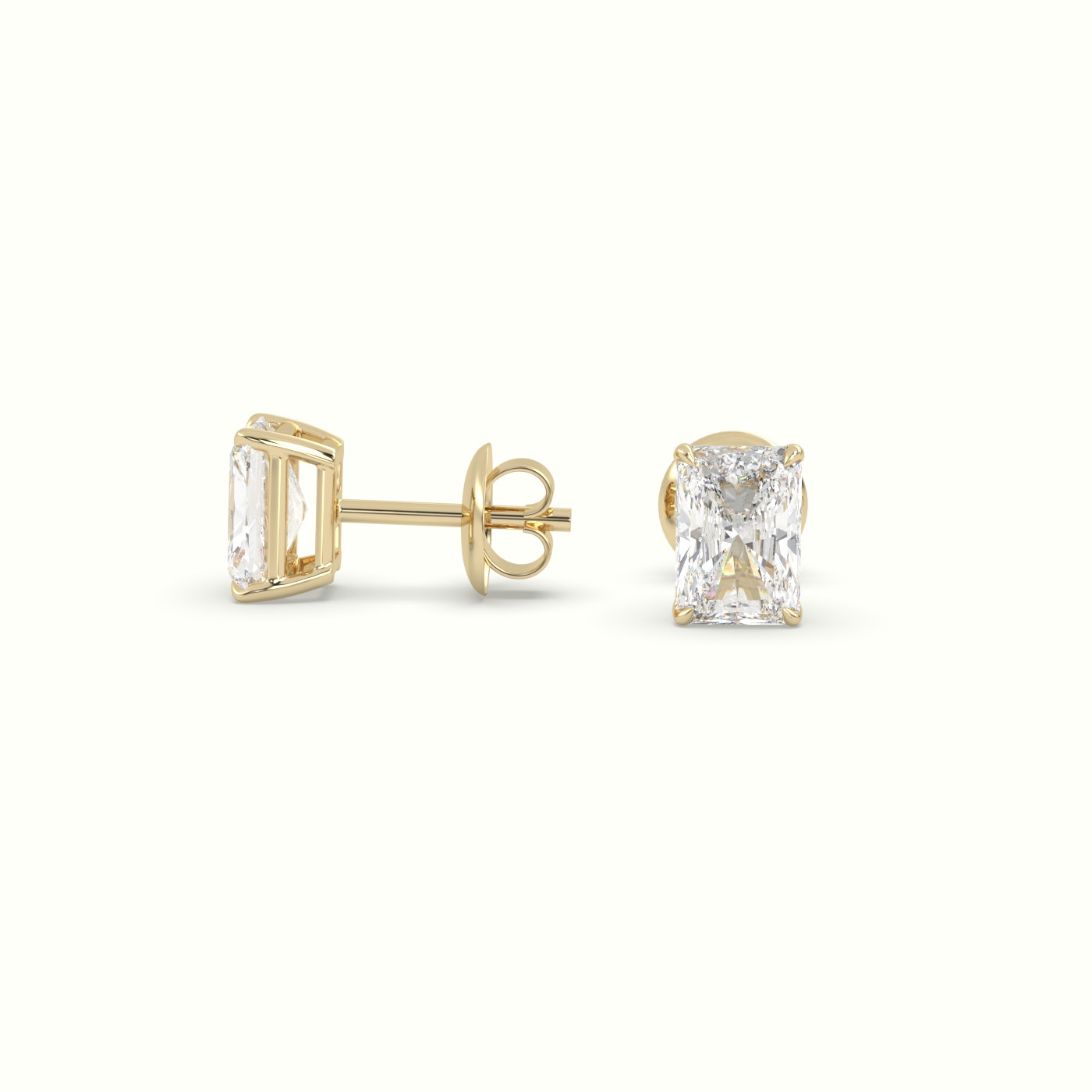 18k yellow gold radiant cut solitaire diamond stud earrings Photos & images