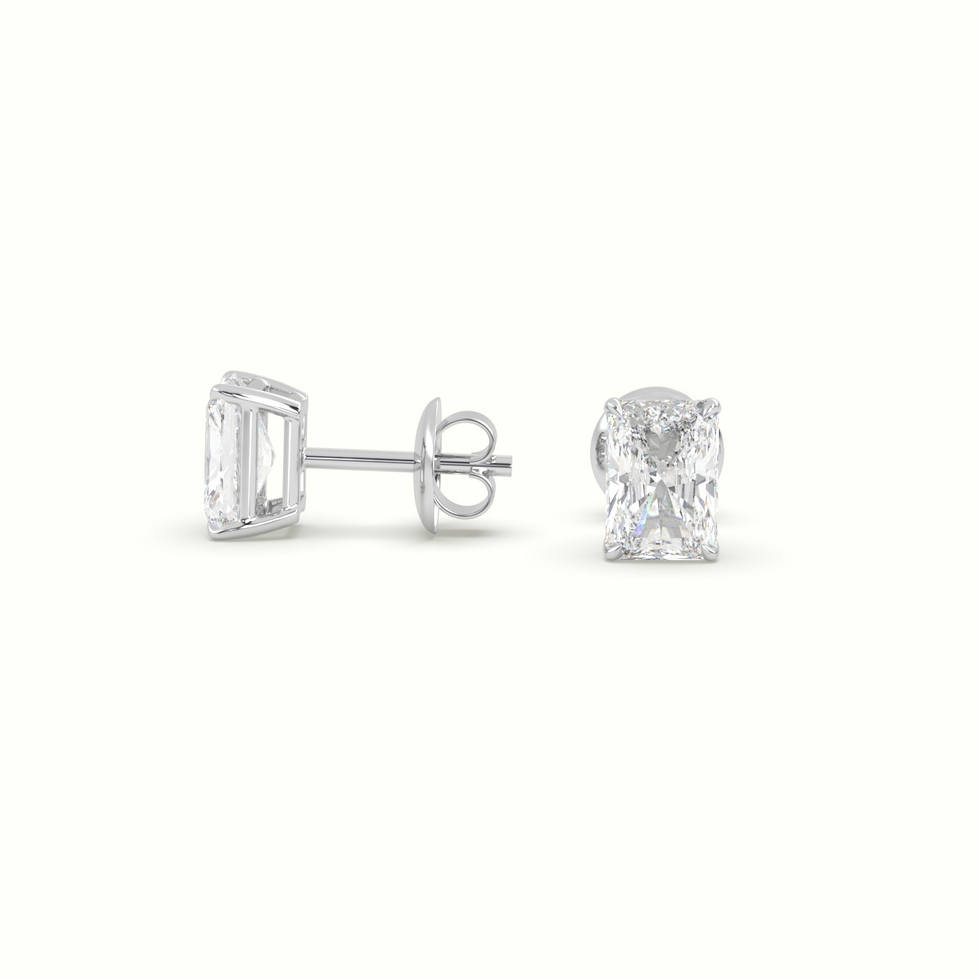18k white gold radiant cut solitaire diamond stud earrings Photos & images
