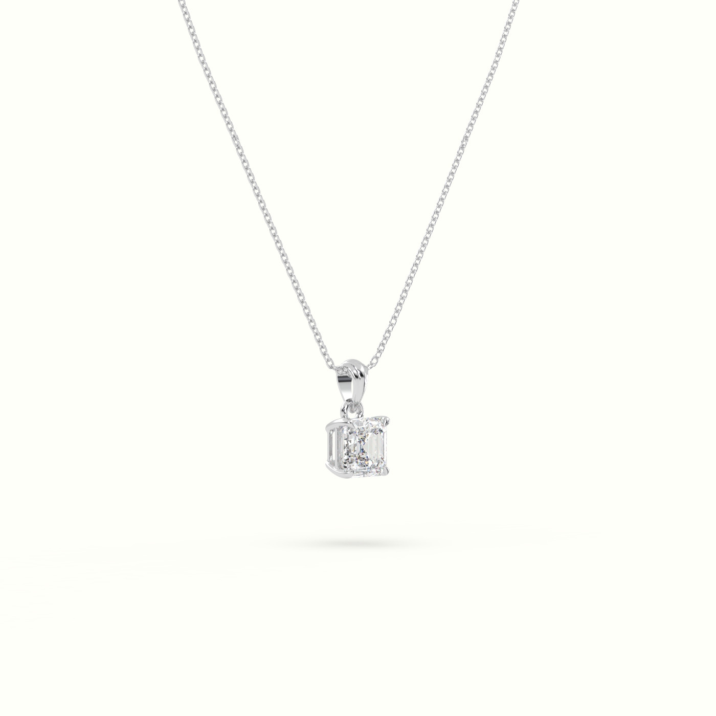 18k white gold ascher cut solitaire diamond pendant Photos & images