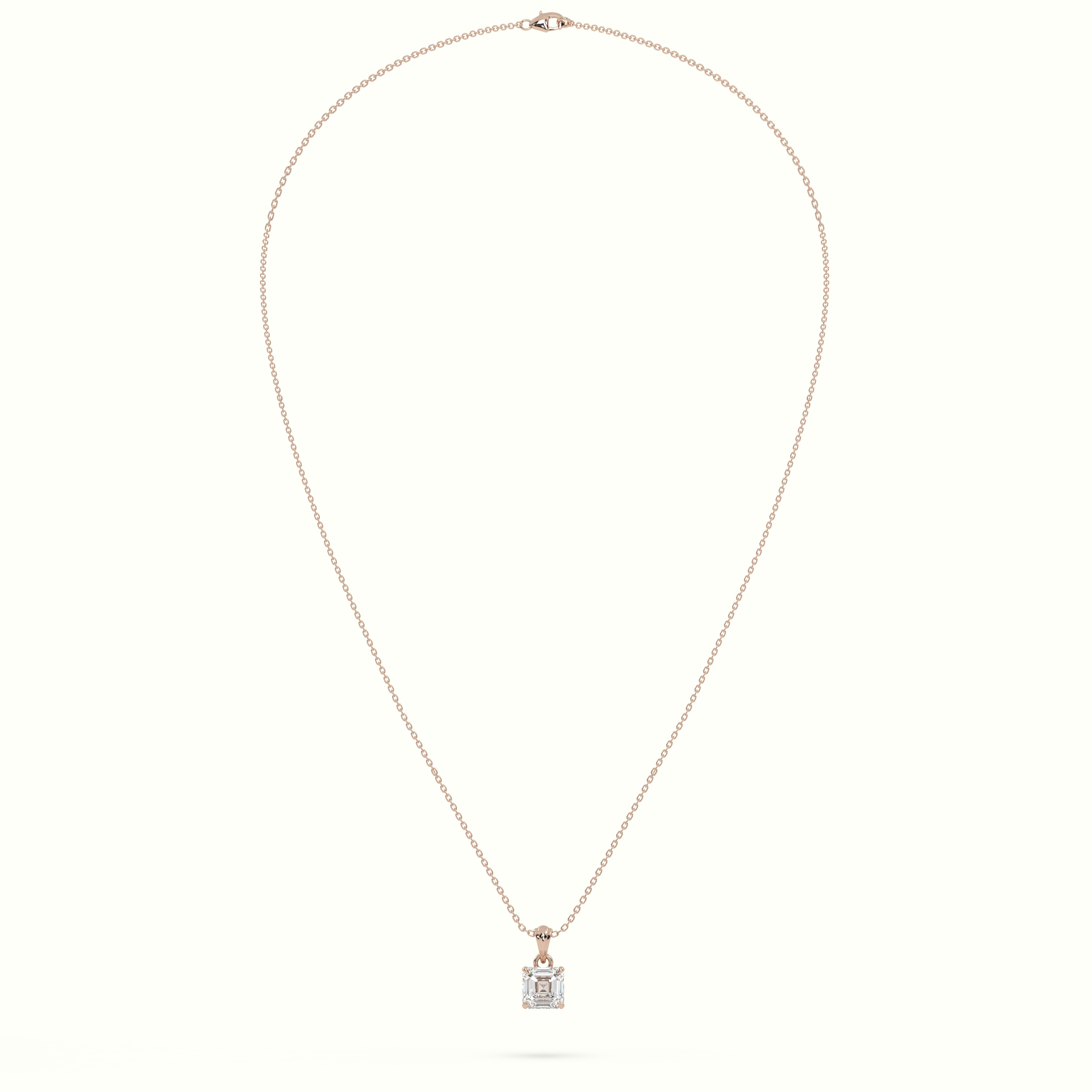 18k rose gold ascher cut solitaire diamond pendant Photos & images