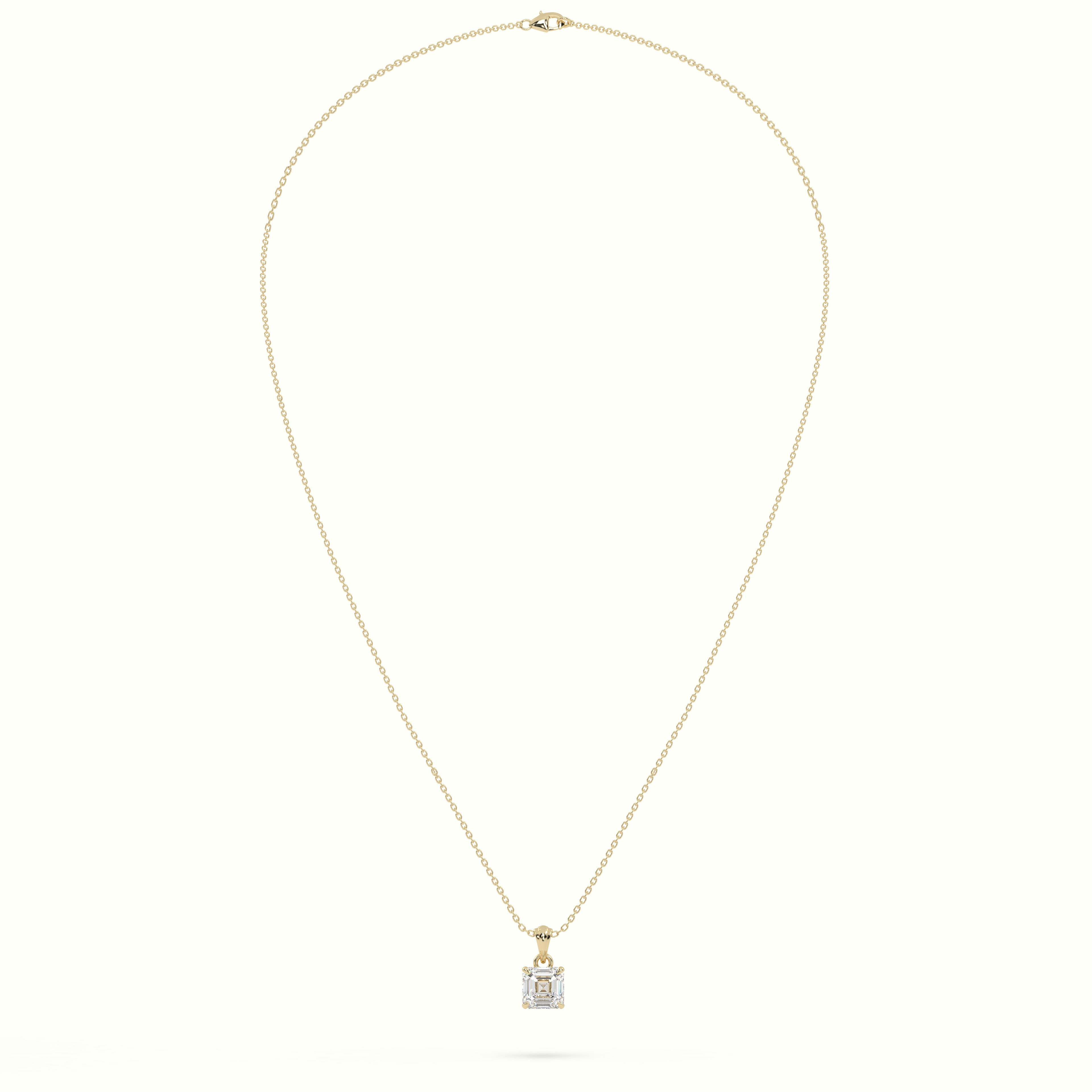 18k yellow gold ascher cut solitaire diamond pendant Photos & images