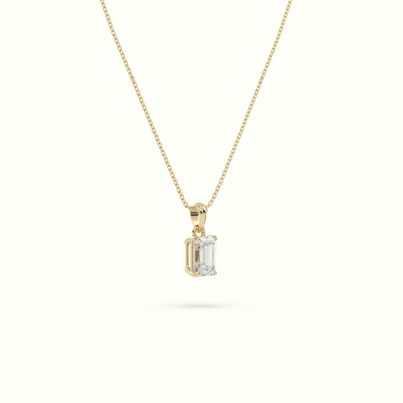 18k yellow gold emerald cut solitaire diamond pendant Photos & images