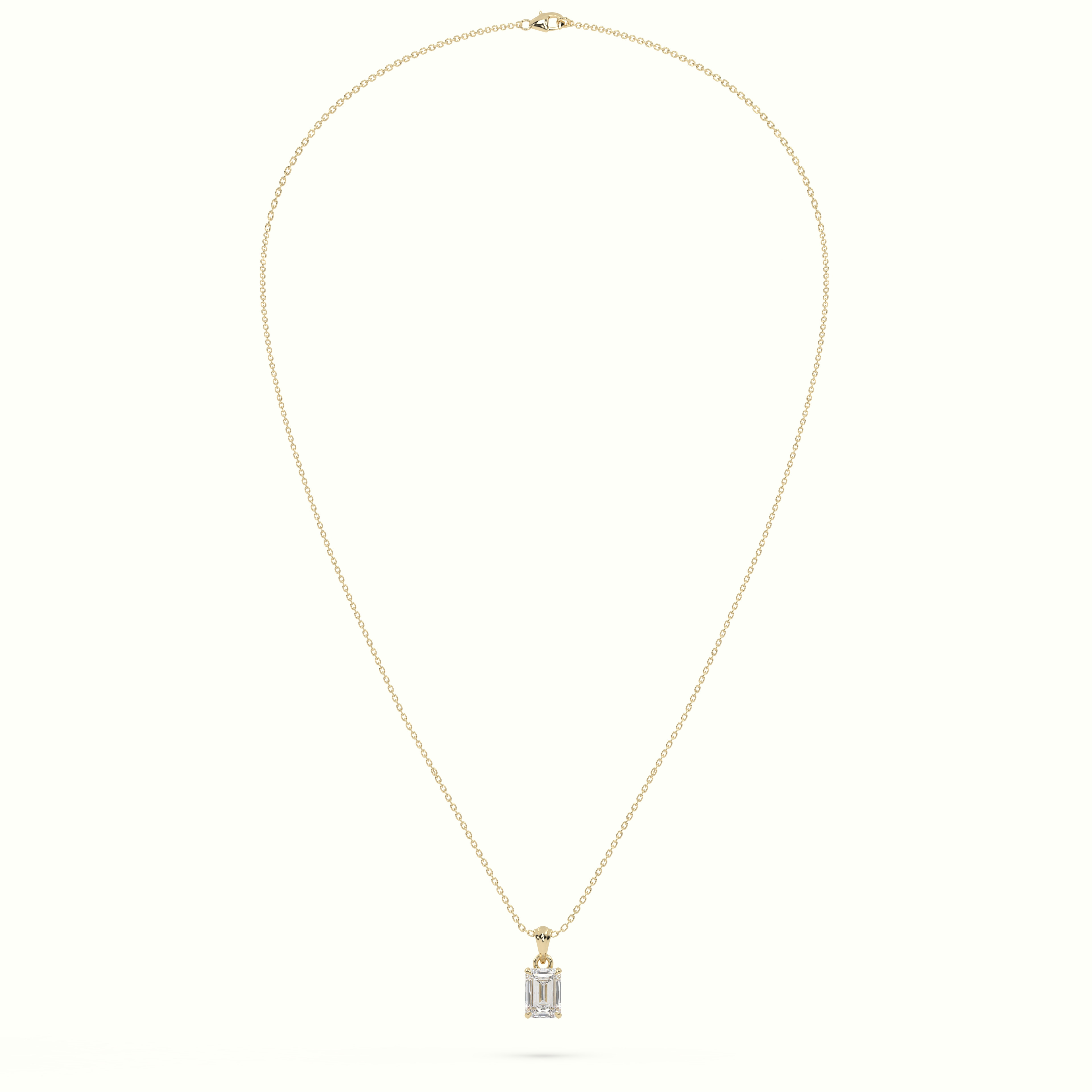 18k yellow gold emerald cut solitaire diamond pendant Photos & images