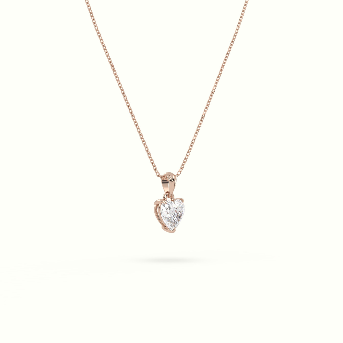 18k rose gold heart cut solitaire diamond pendant Photos & images