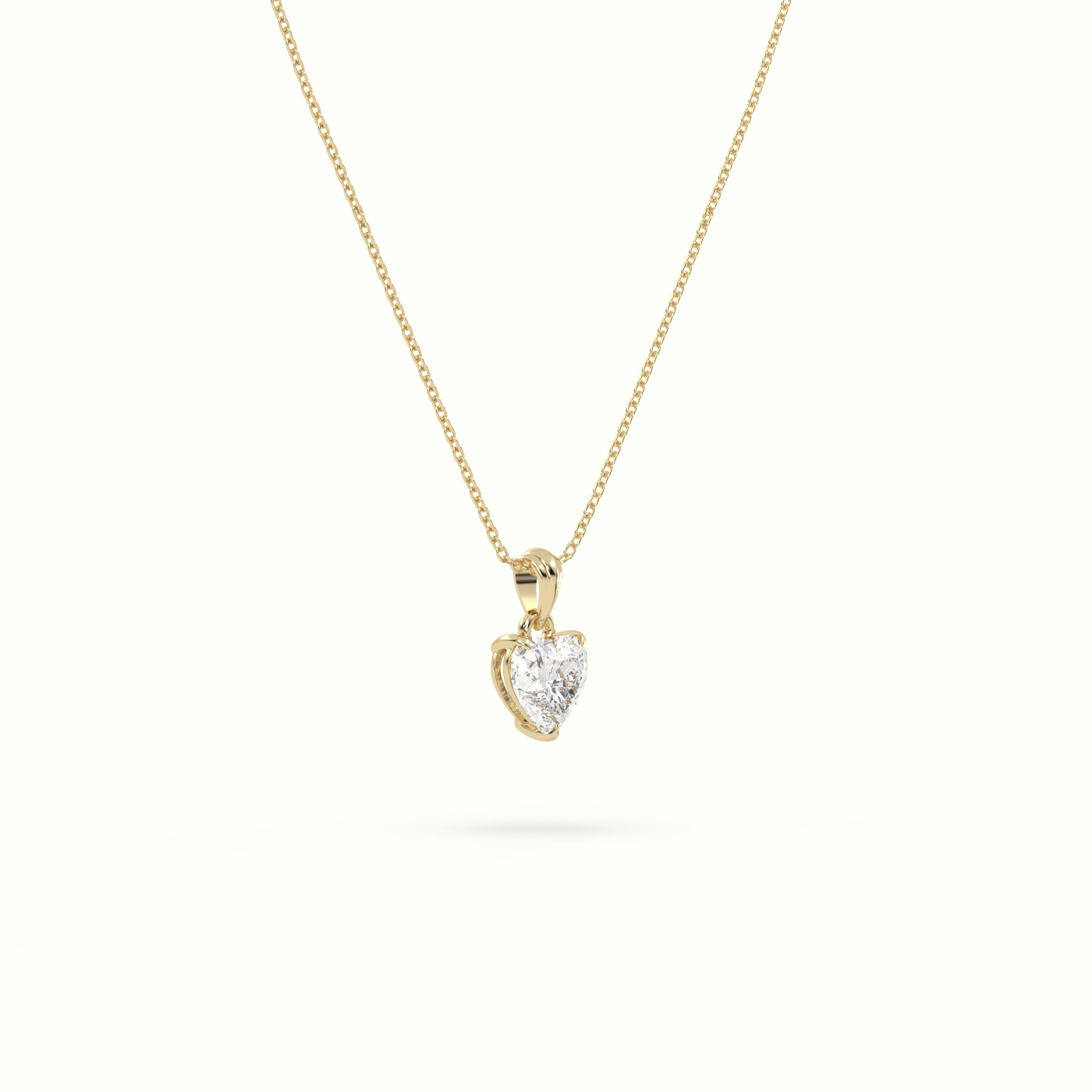 18k yellow gold heart cut solitaire diamond pendant Photos & images