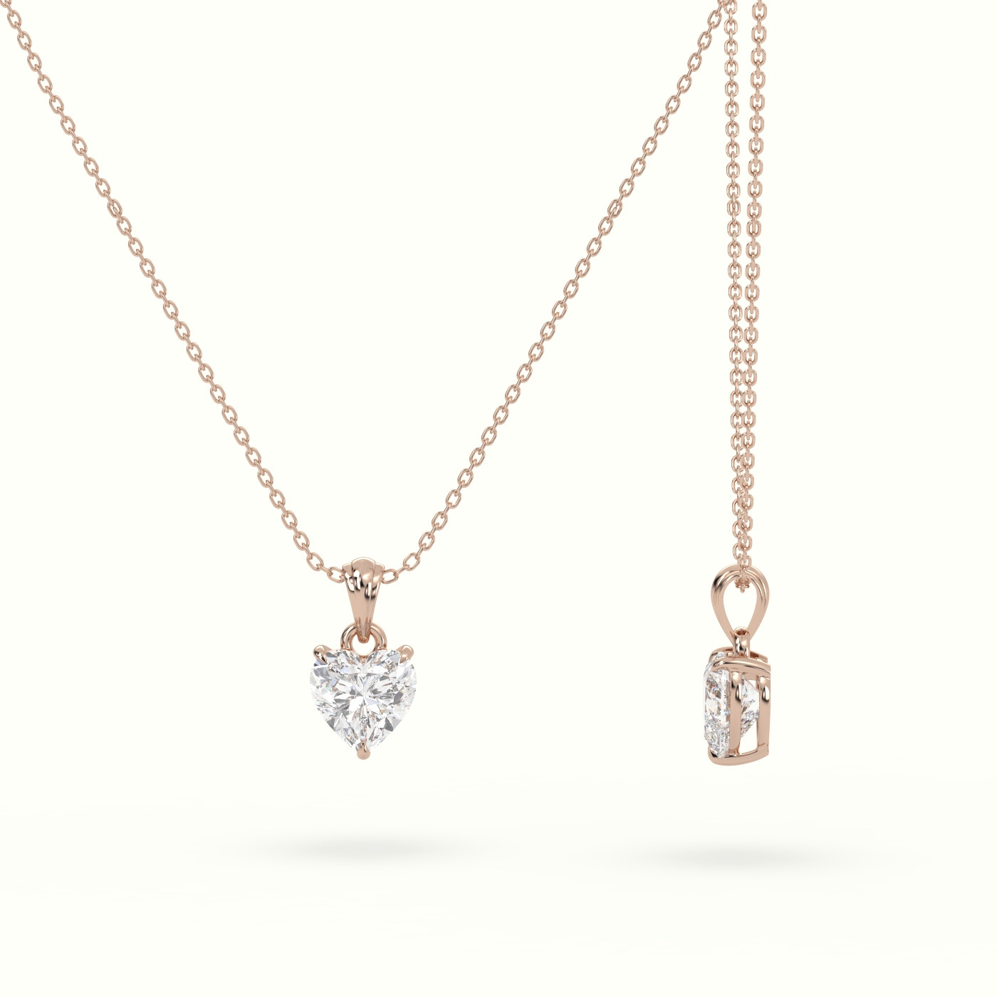 18k rose gold heart cut solitaire diamond pendant Photos & images