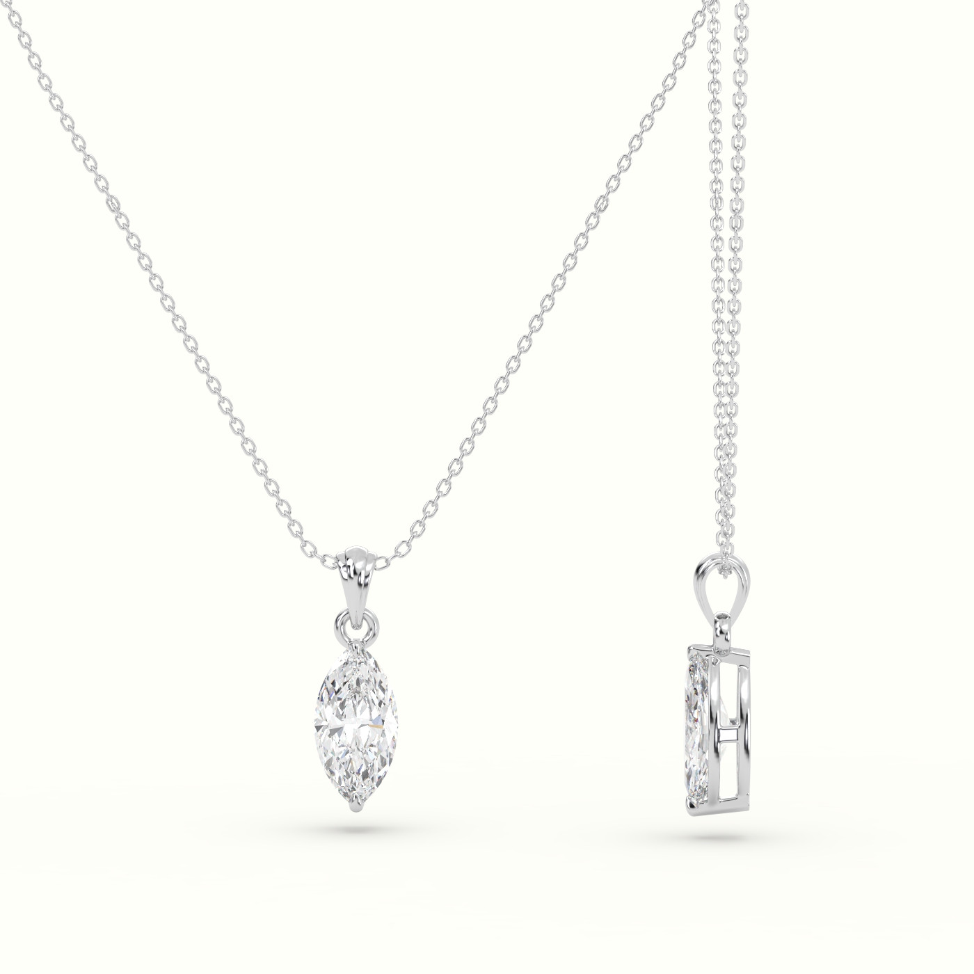 18k white gold marquise cut solitaire diamond pendant Photos & images