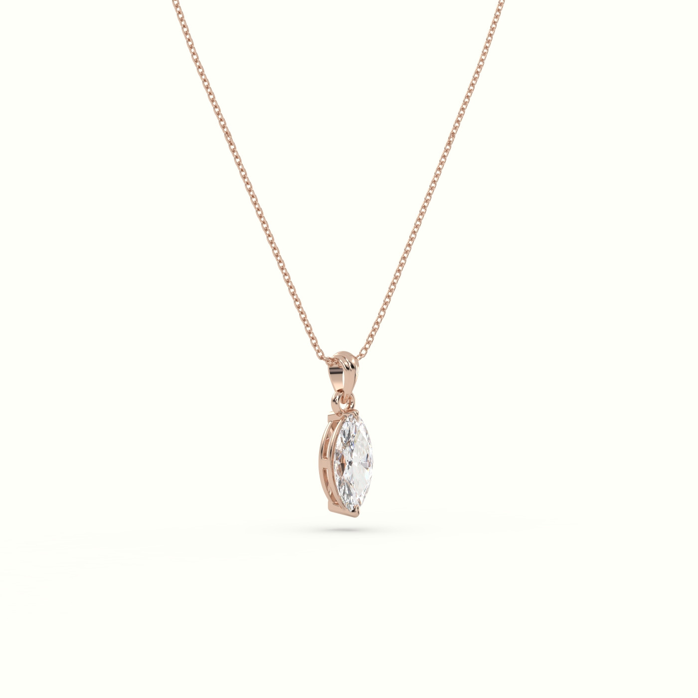 18k rose gold marquise cut solitaire diamond pendant Photos & images