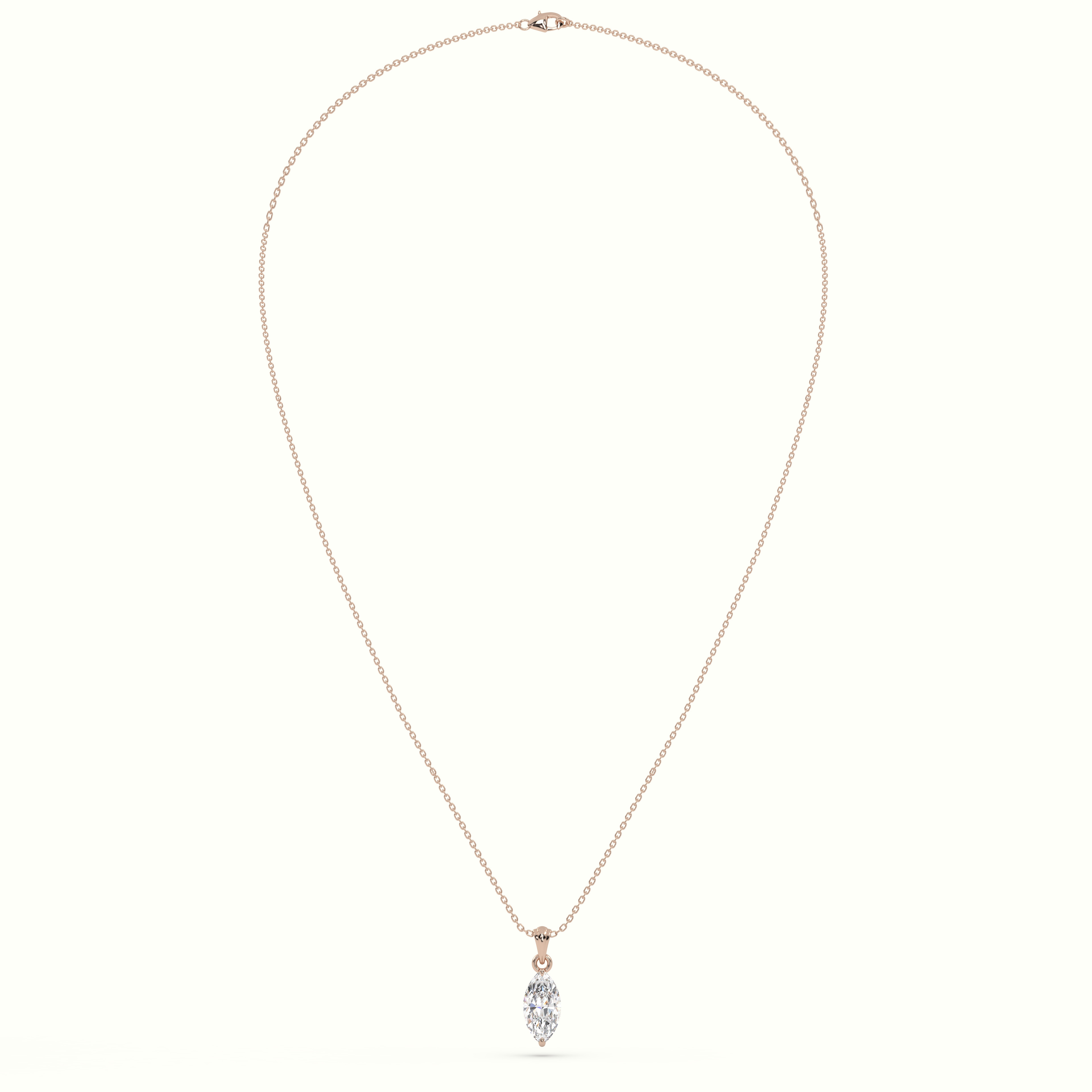 18k rose gold marquise cut solitaire diamond pendant Photos & images