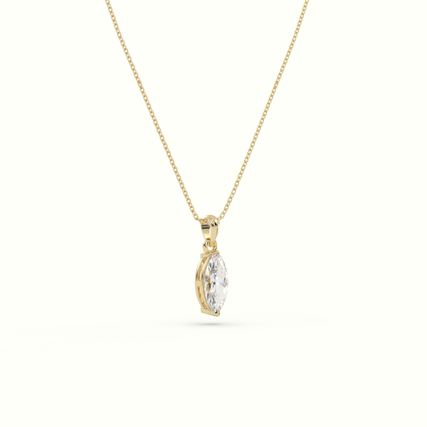 18k yellow gold marquise cut solitaire diamond pendant Photos & images