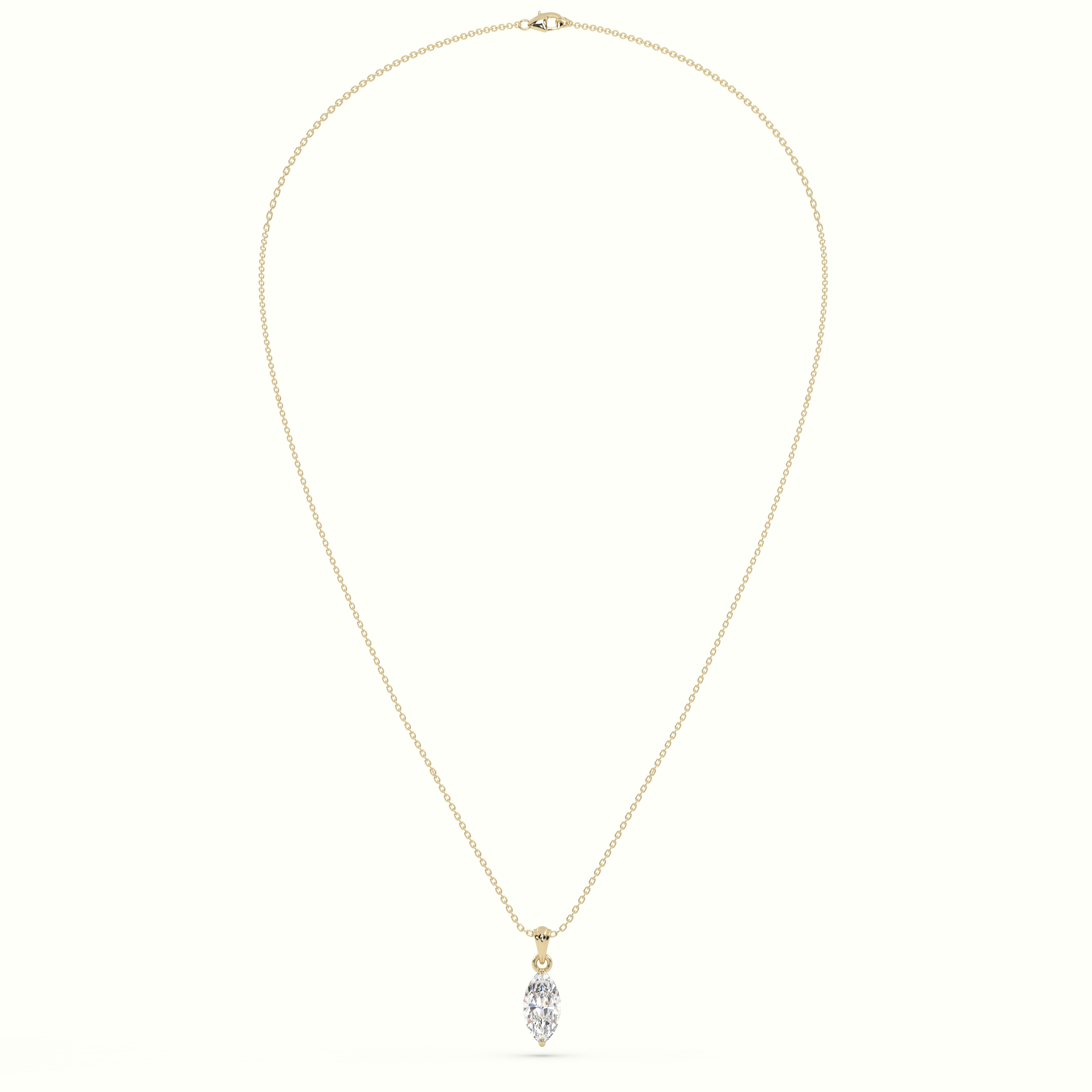 18k yellow gold marquise cut solitaire diamond pendant Photos & images