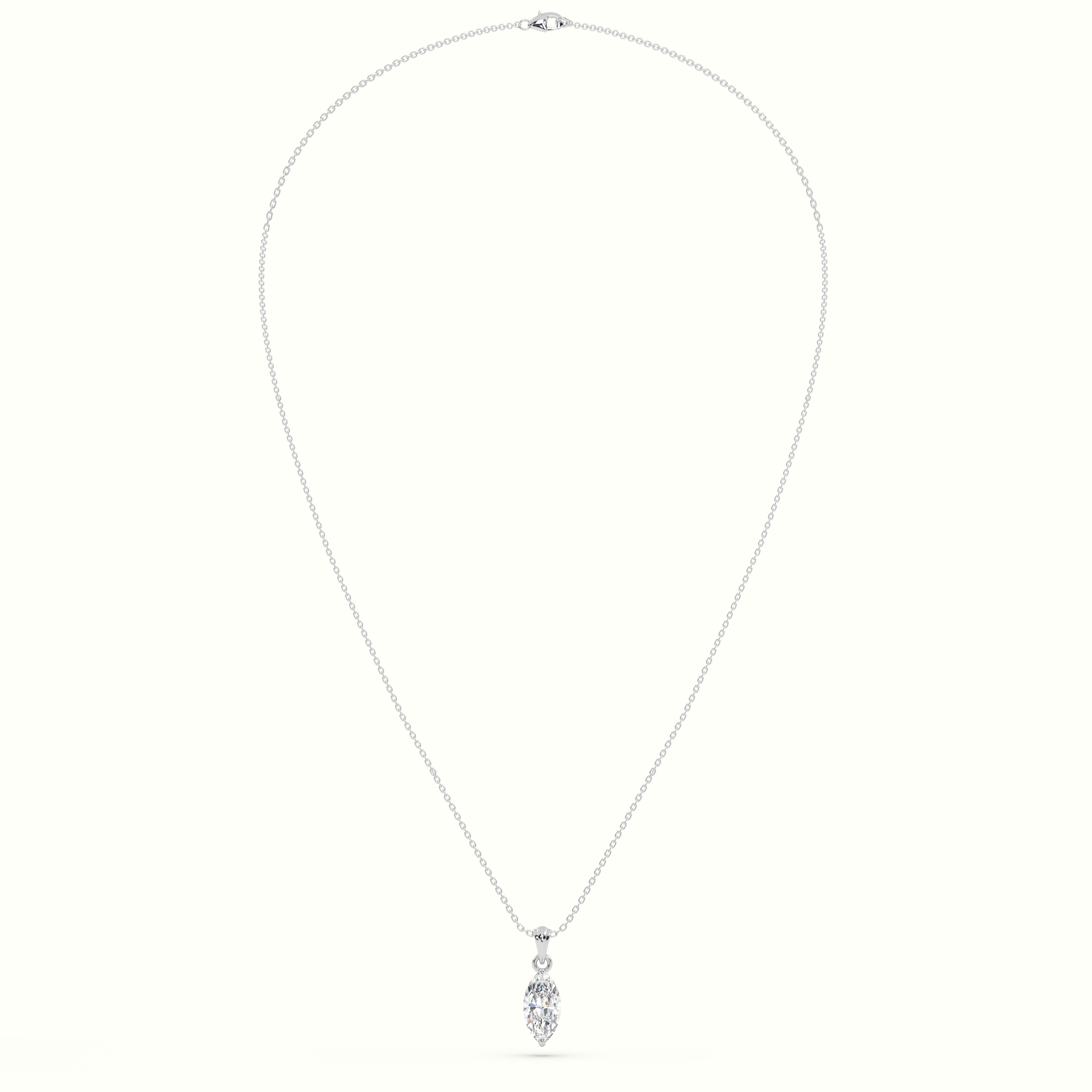 18k white gold marquise cut solitaire diamond pendant Photos & images