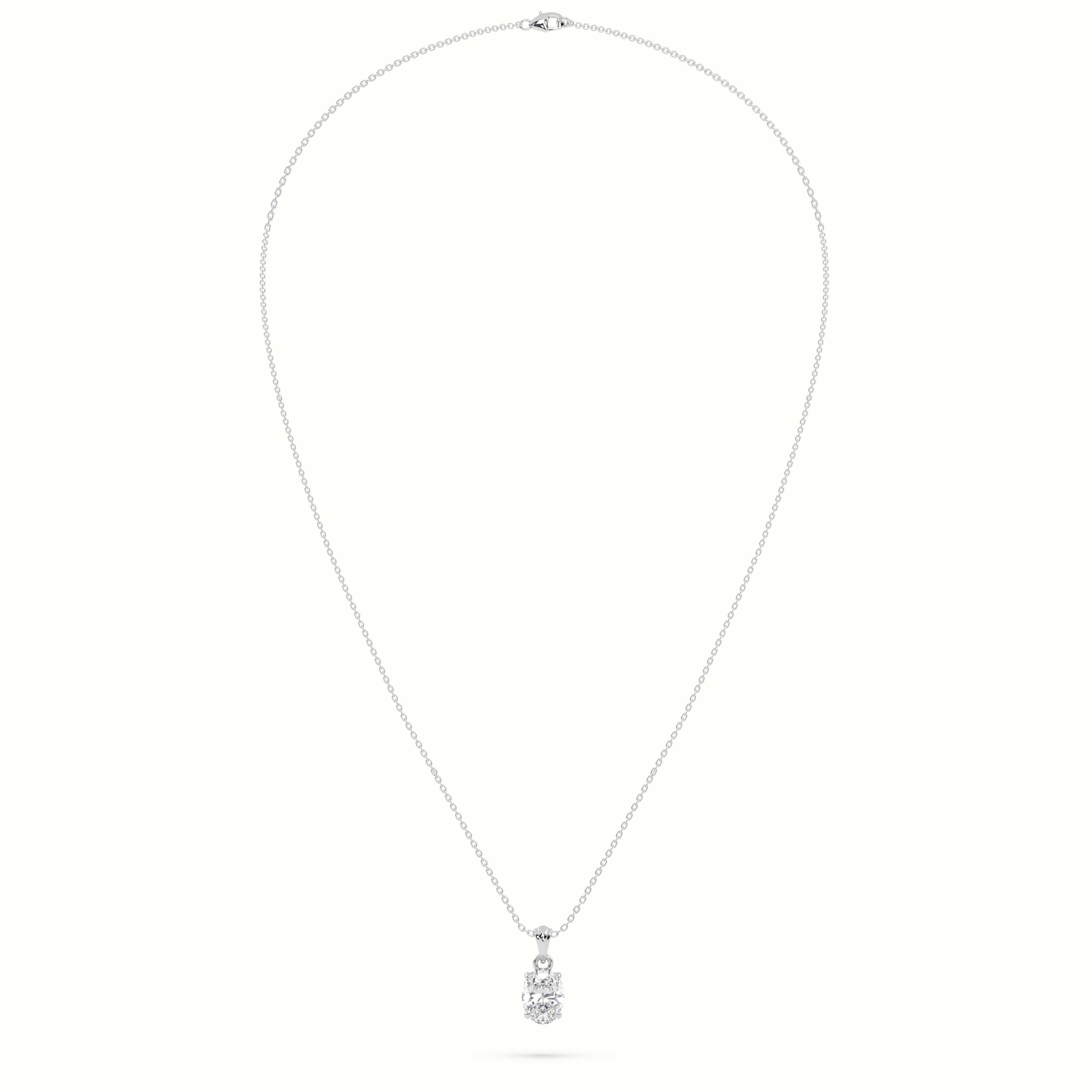 18k white gold oval cut solitaire diamond pendant Photos & images