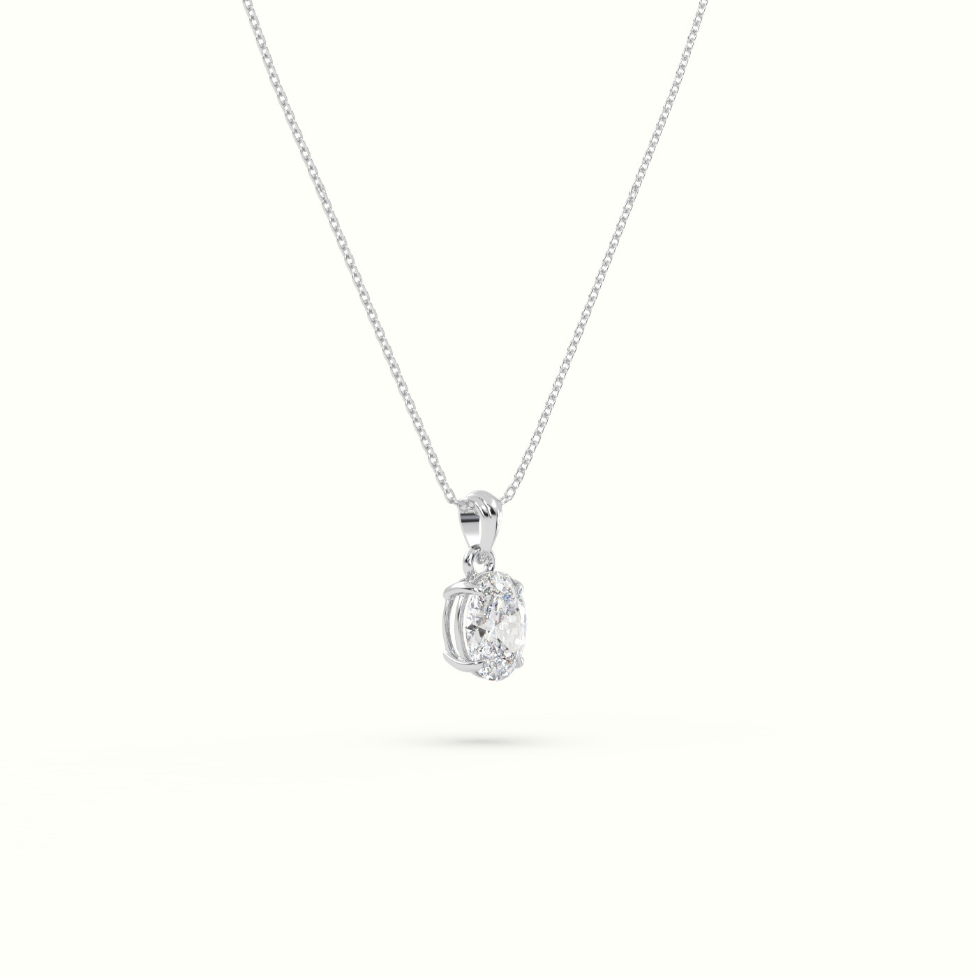 18k white gold oval cut solitaire diamond pendant Photos & images