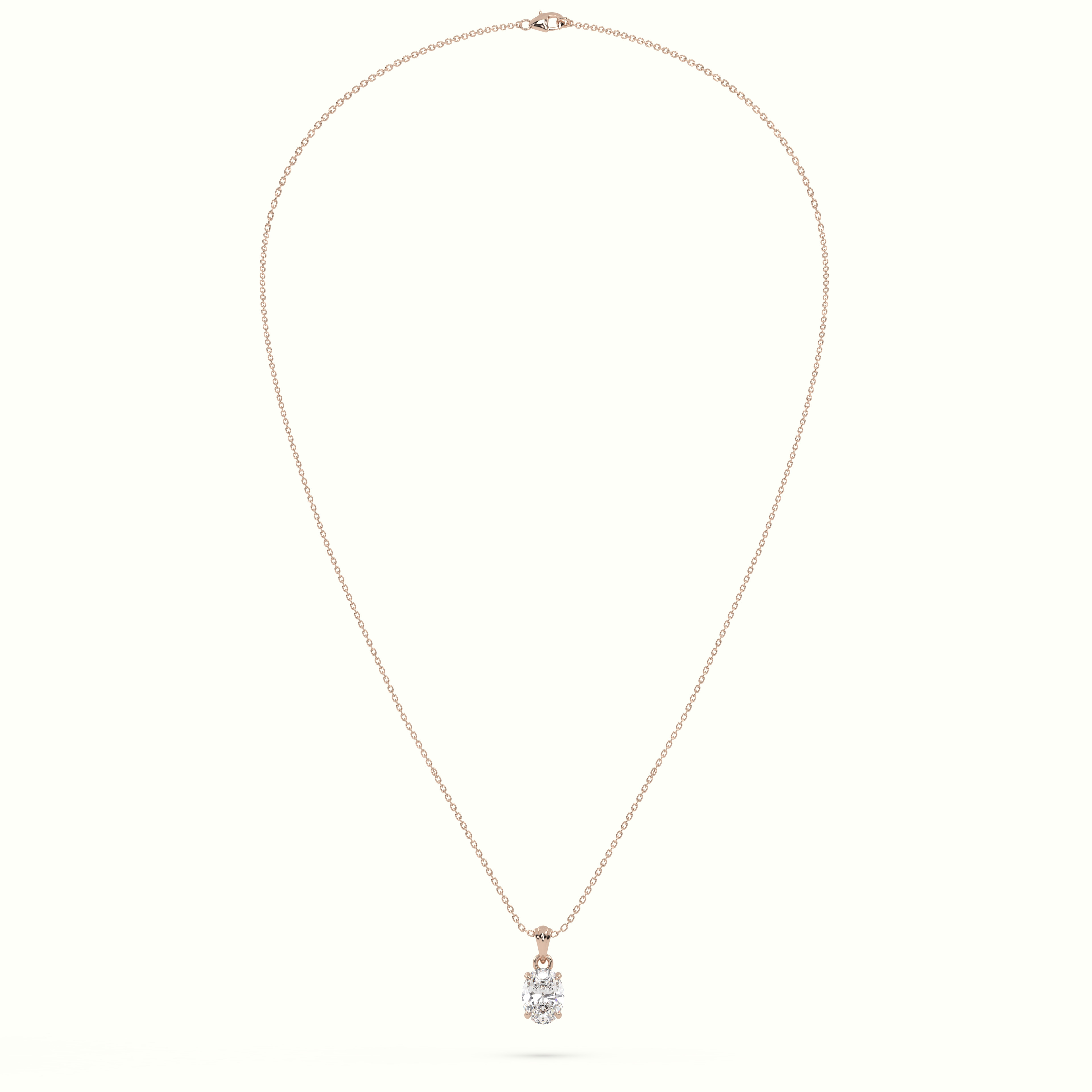18k rose gold oval cut solitaire diamond pendant Photos & images