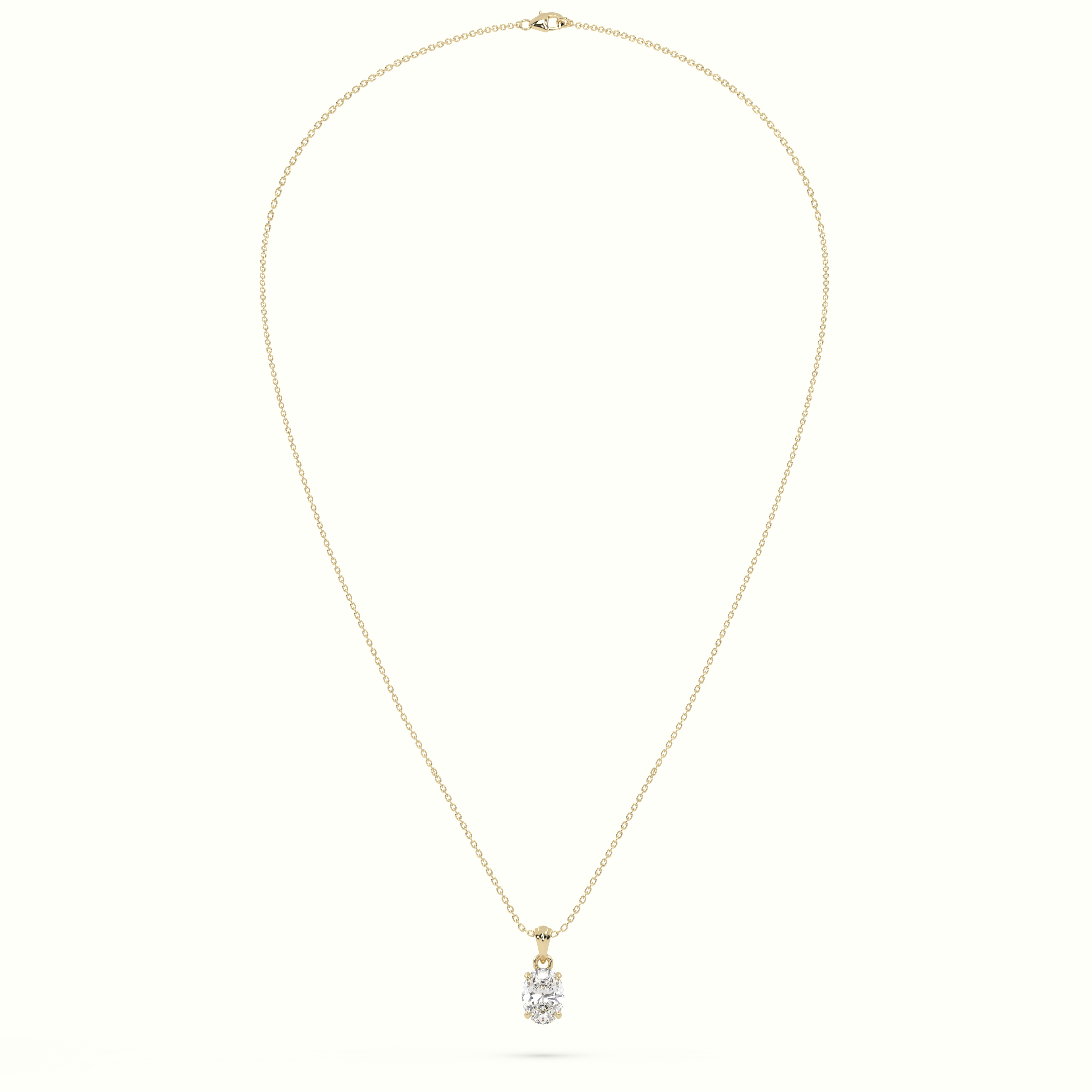 18k yellow gold oval cut solitaire diamond pendant Photos & images
