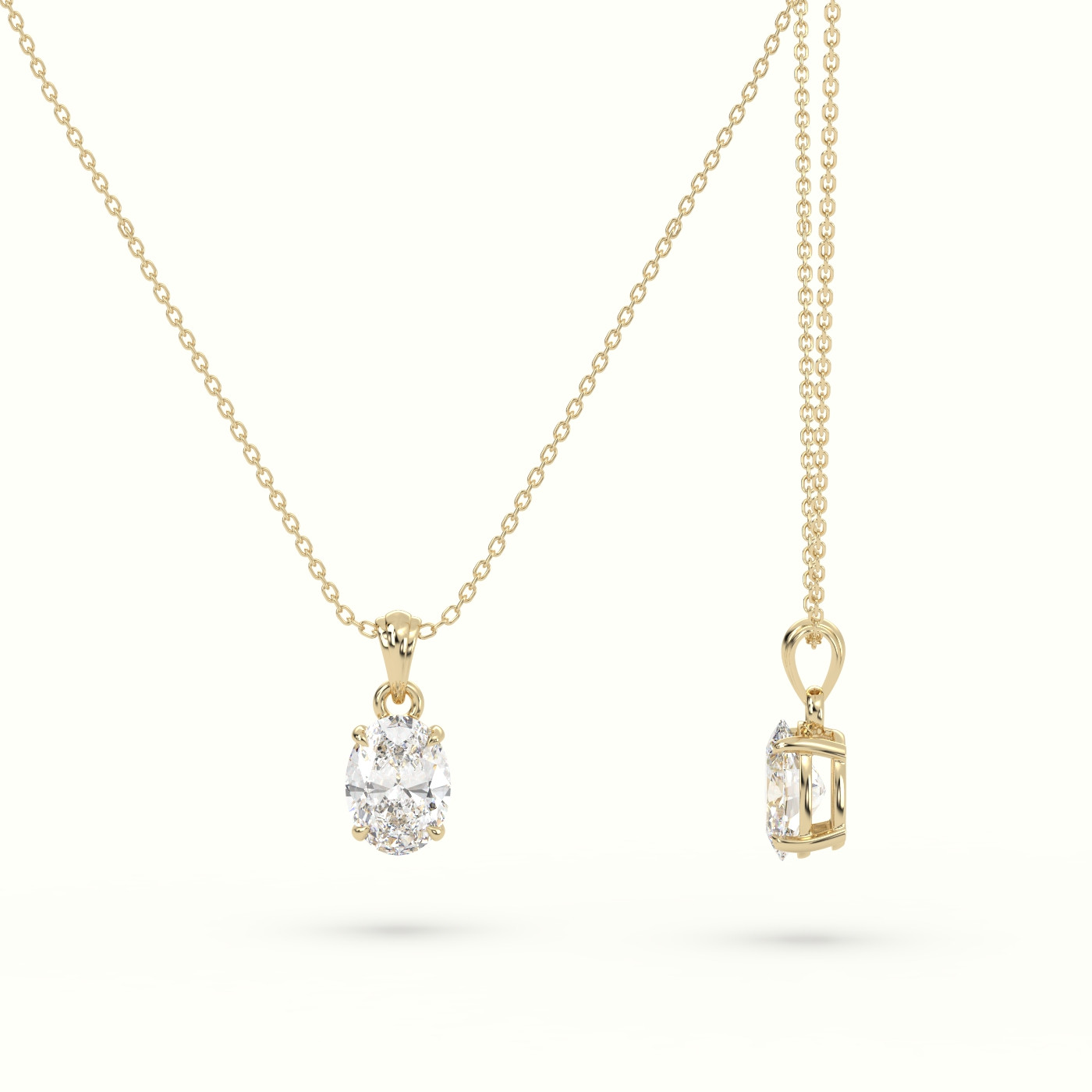 18k yellow gold oval cut solitaire diamond pendant Photos & images