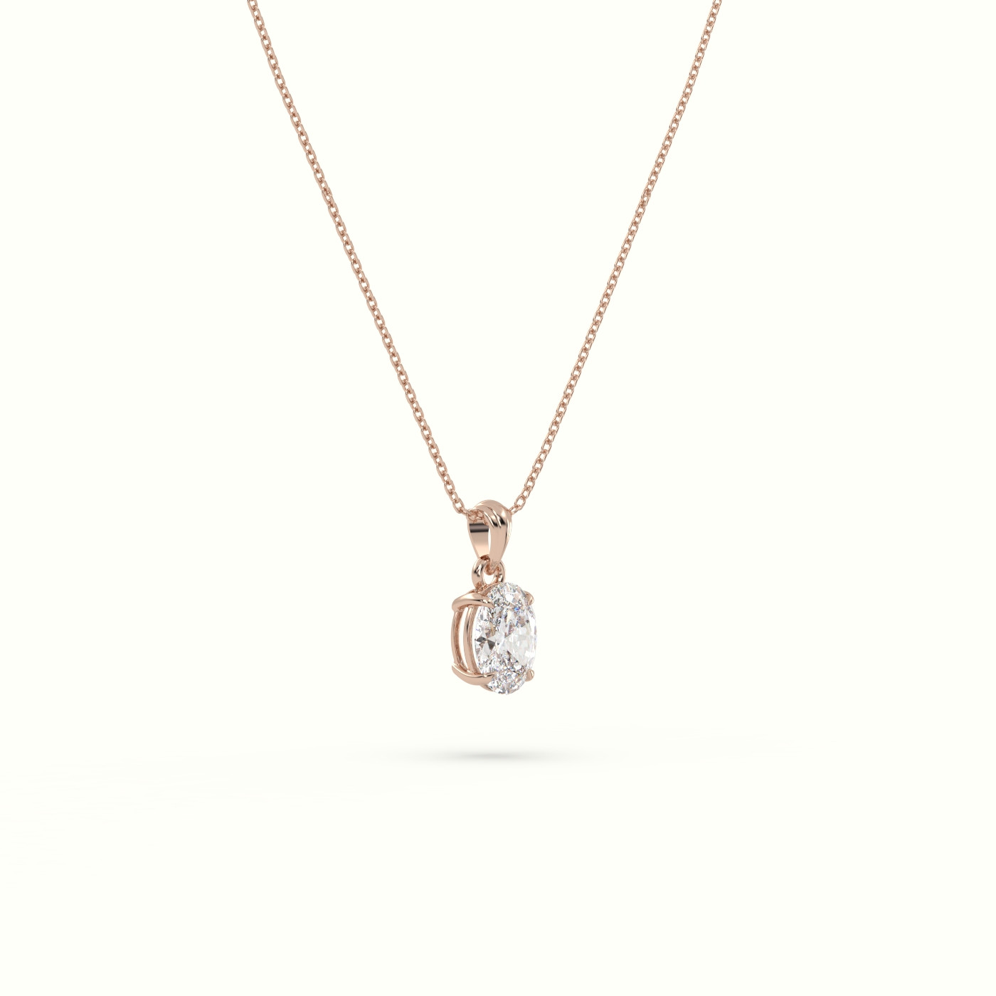 18k rose gold oval cut solitaire diamond pendant Photos & images