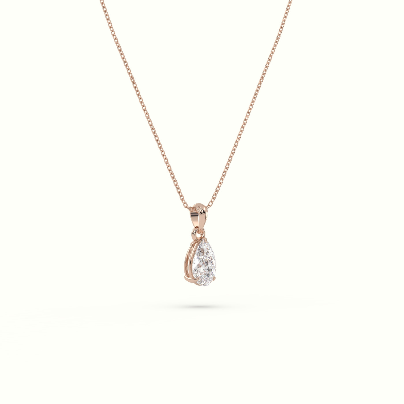 18k rose gold pear cut solitaire diamond pendant Photos & images