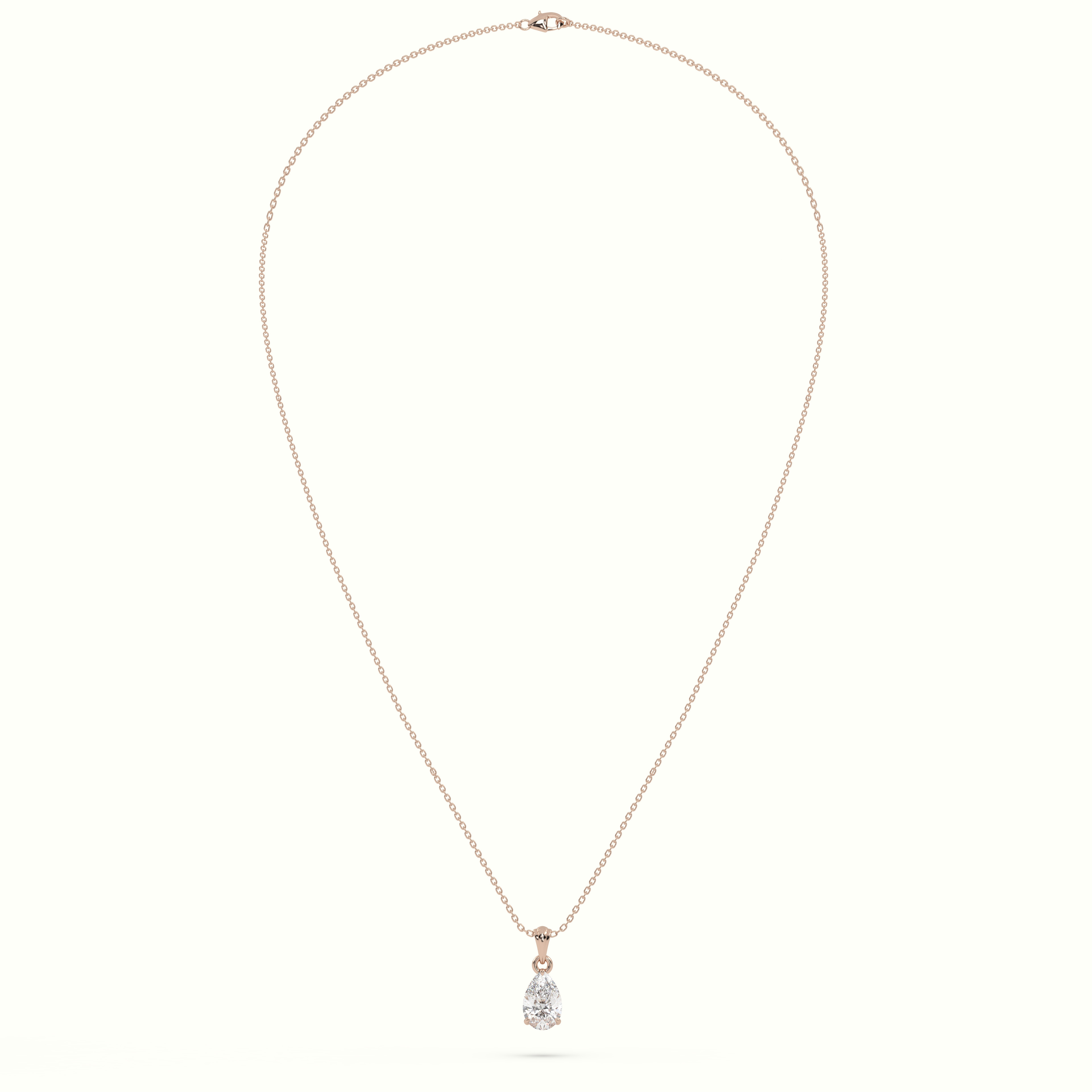 18k rose gold pear cut solitaire diamond pendant Photos & images