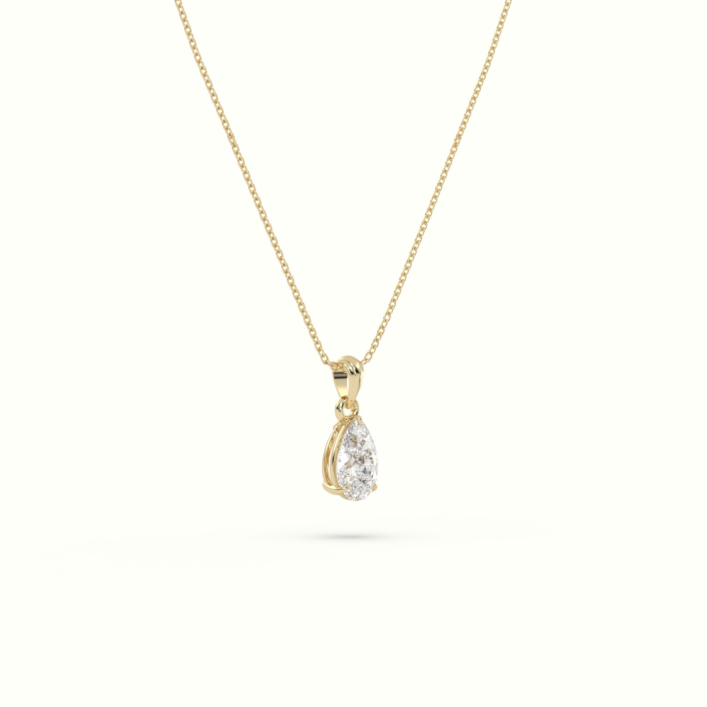 18k yellow gold pear cut solitaire diamond pendant Photos & images