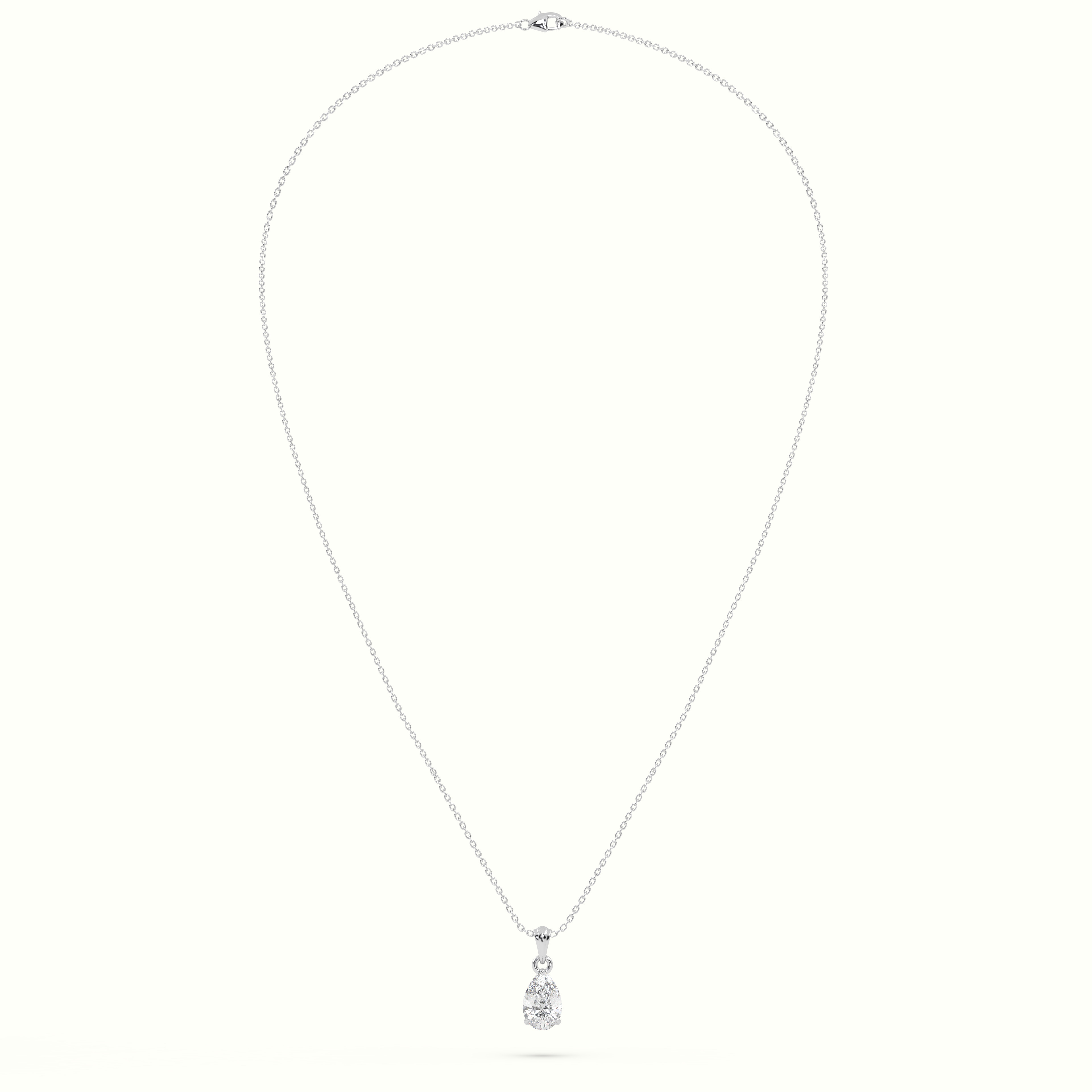 18k white gold pear cut solitaire diamond pendant Photos & images