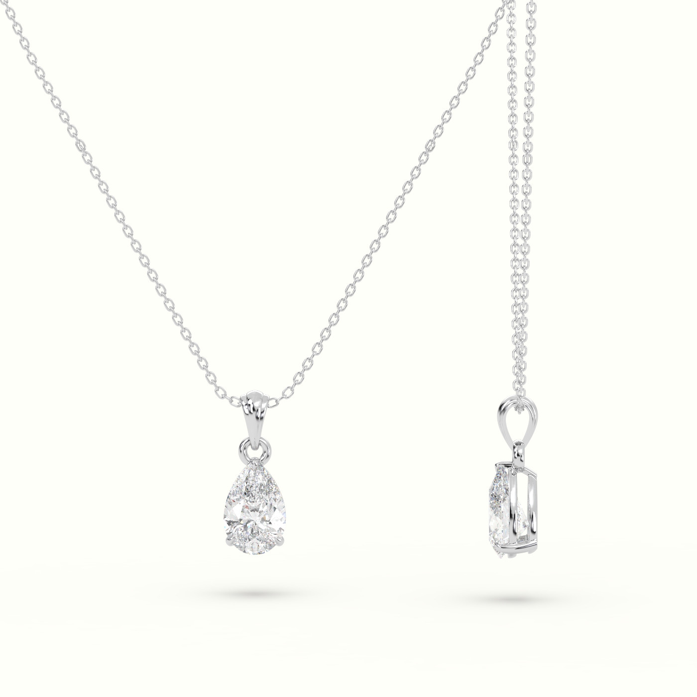 18k white gold pear cut solitaire diamond pendant Photos & images