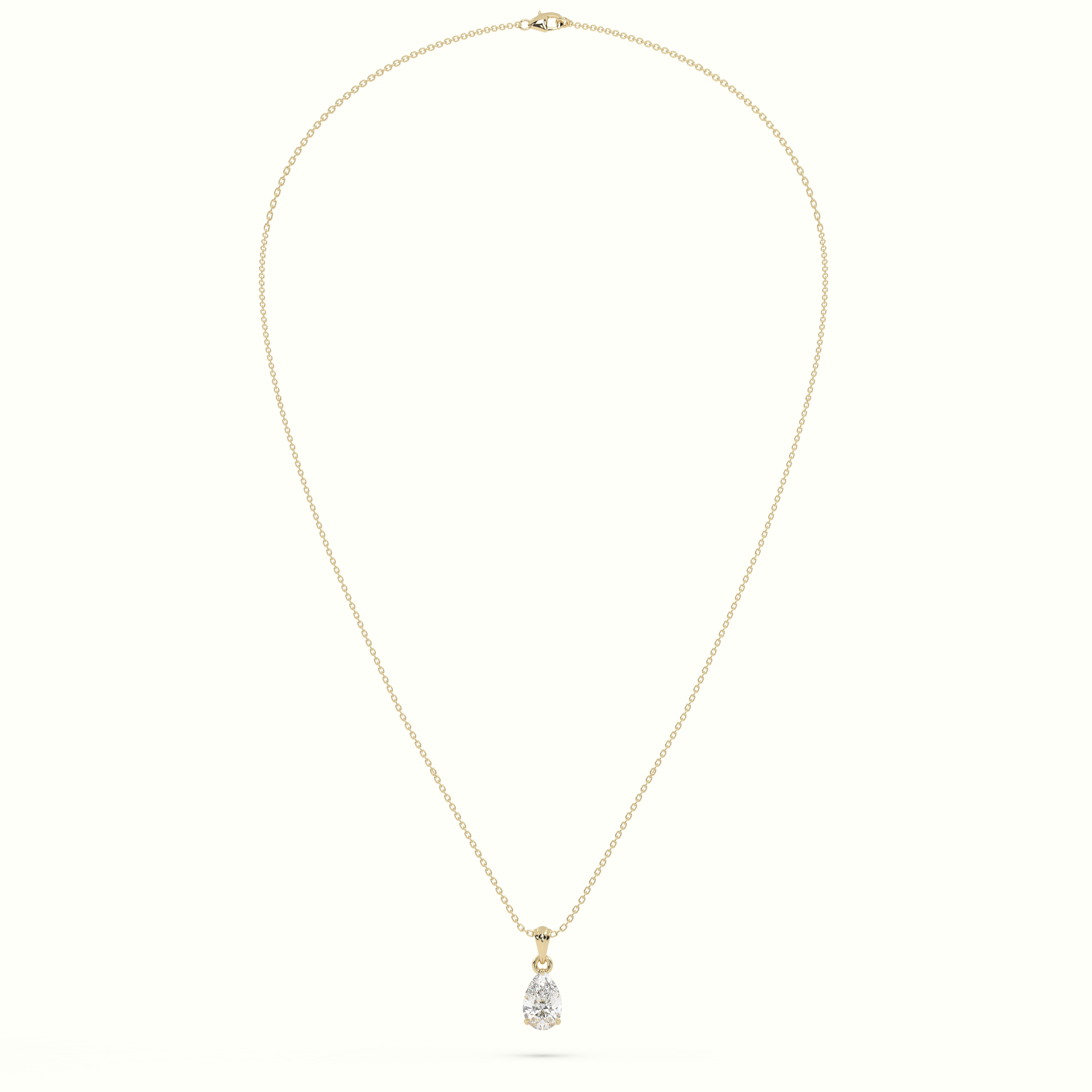 18k yellow gold pear cut solitaire diamond pendant Photos & images