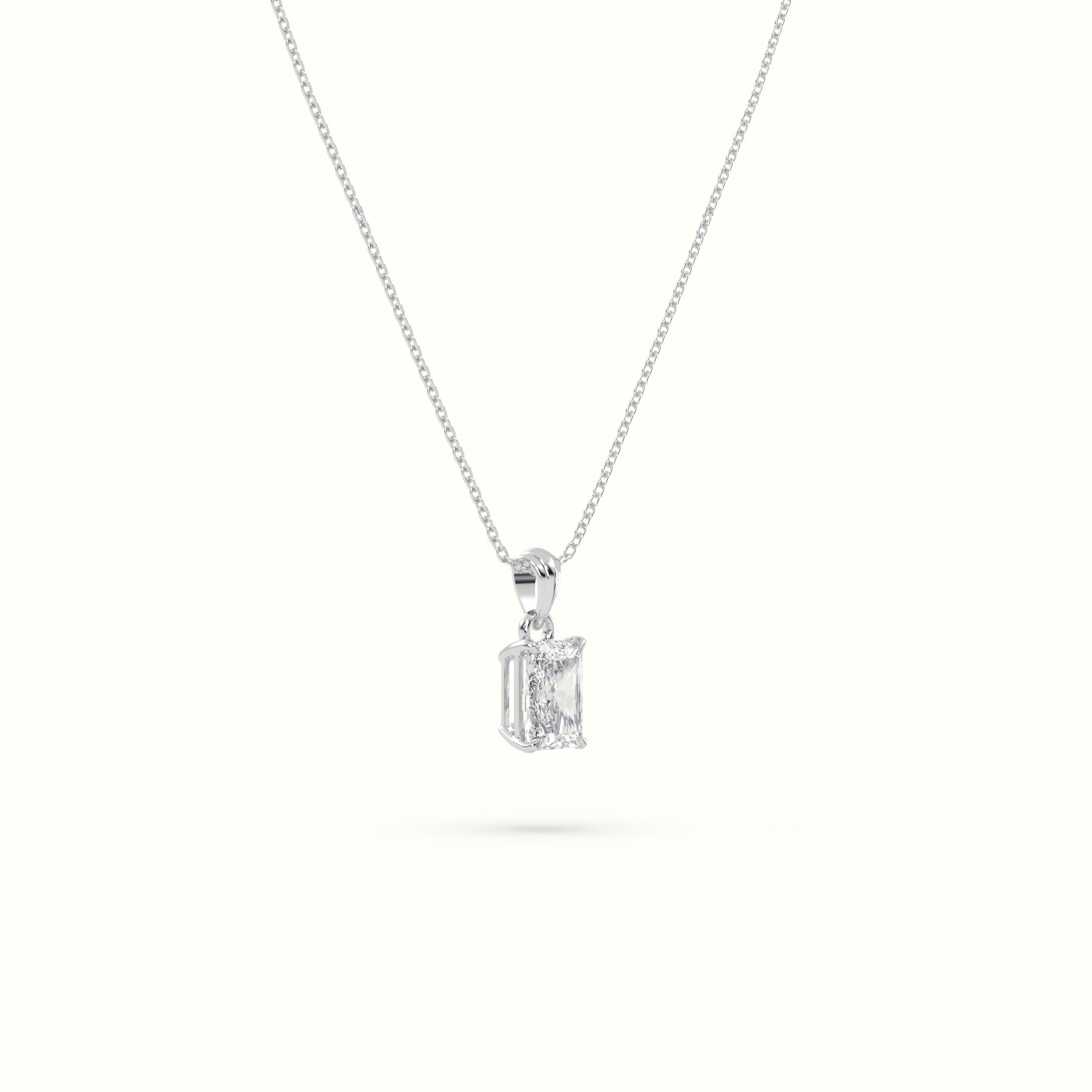 18k white gold radiant cut solitaire diamond pendant Photos & images