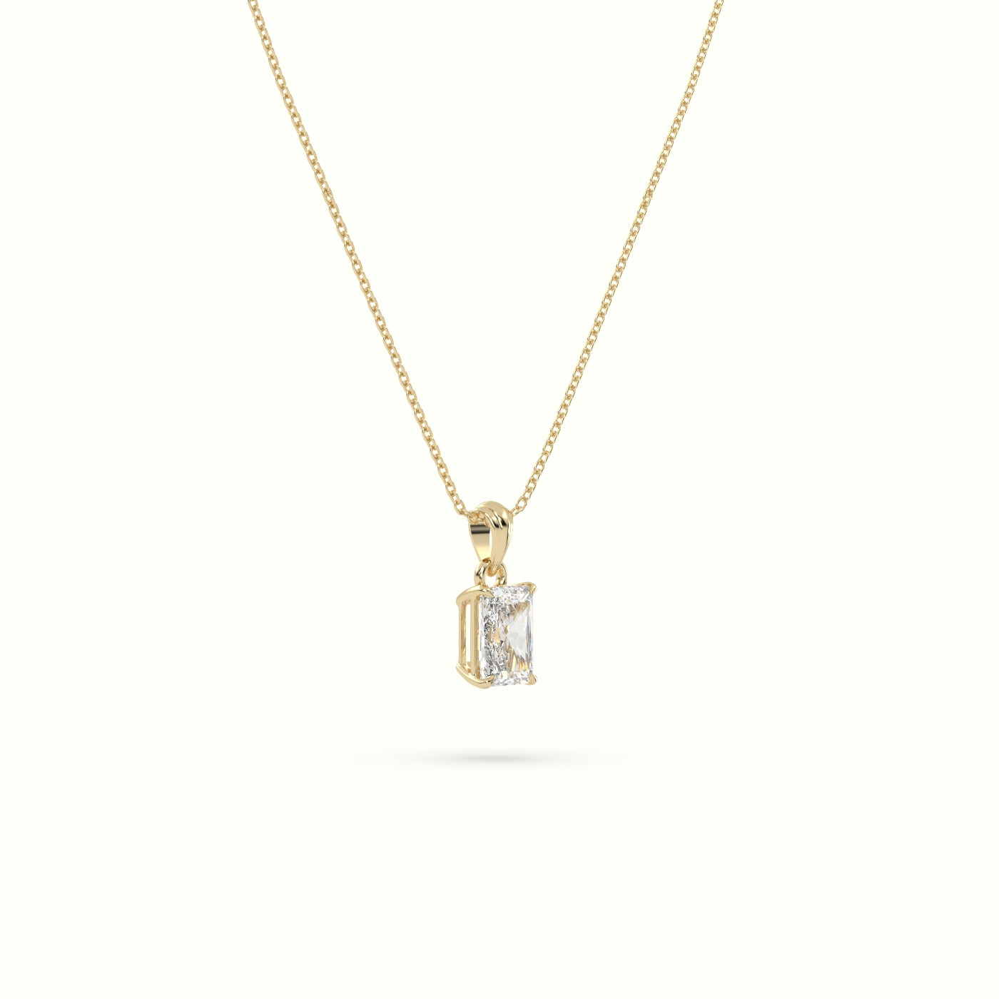 18k yellow gold radiant cut solitaire diamond pendant Photos & images