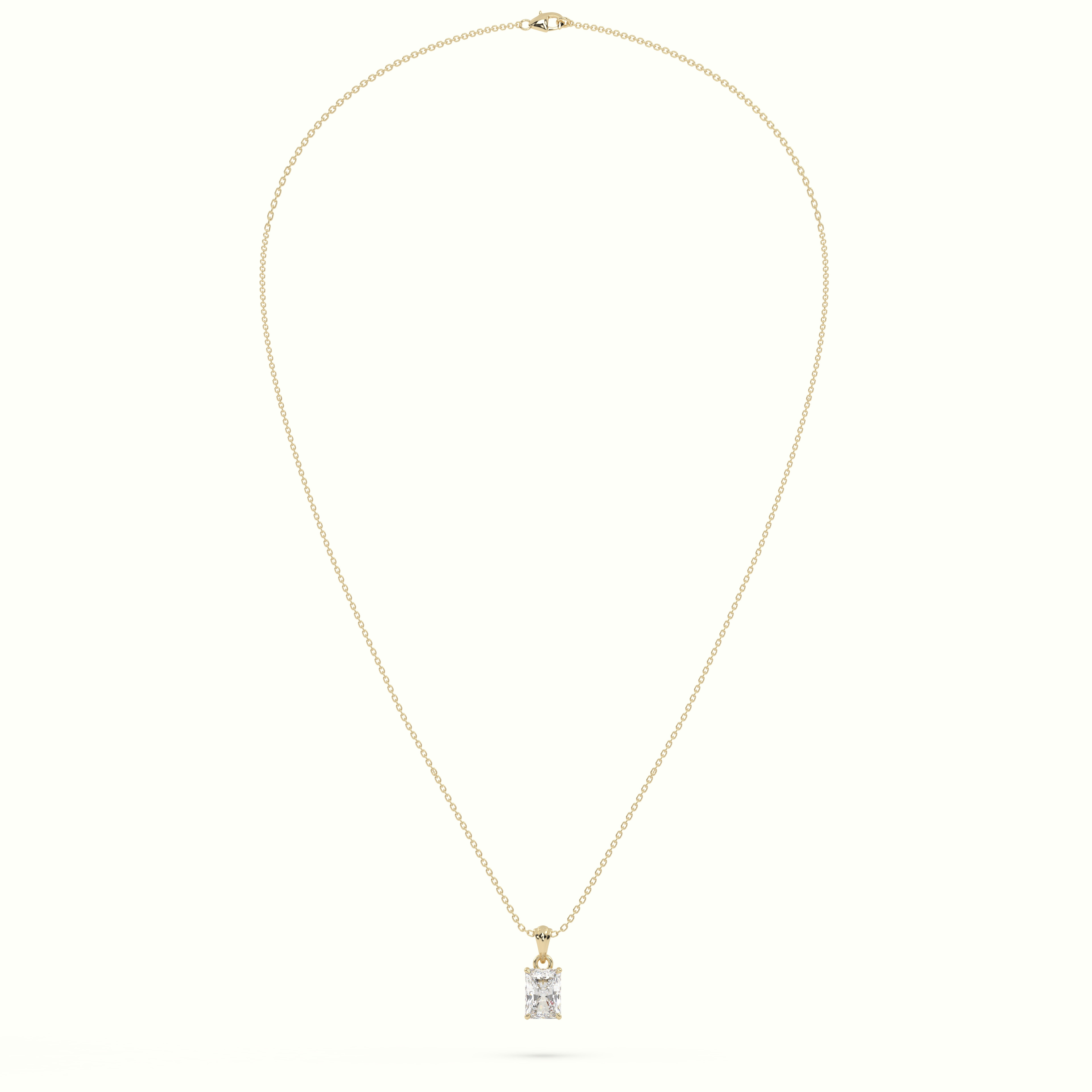 18k yellow gold radiant cut solitaire diamond pendant Photos & images
