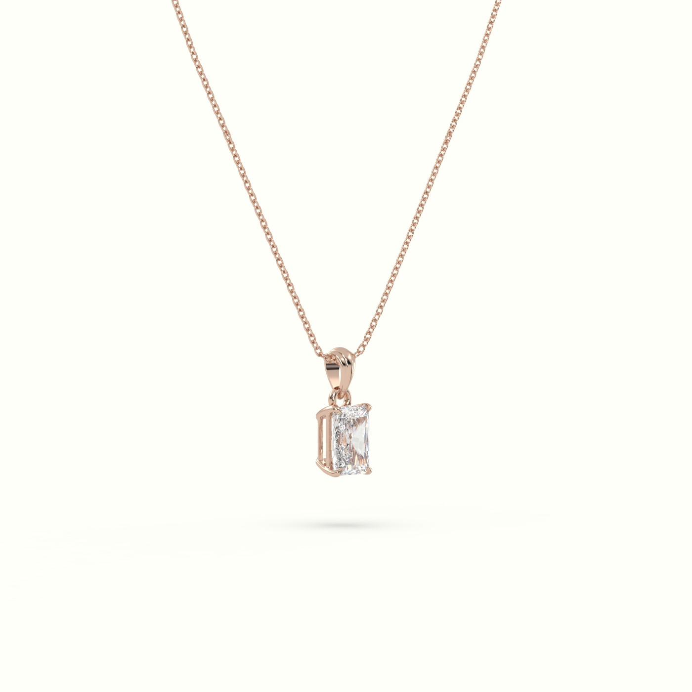 18k rose gold radiant cut solitaire diamond pendant Photos & images