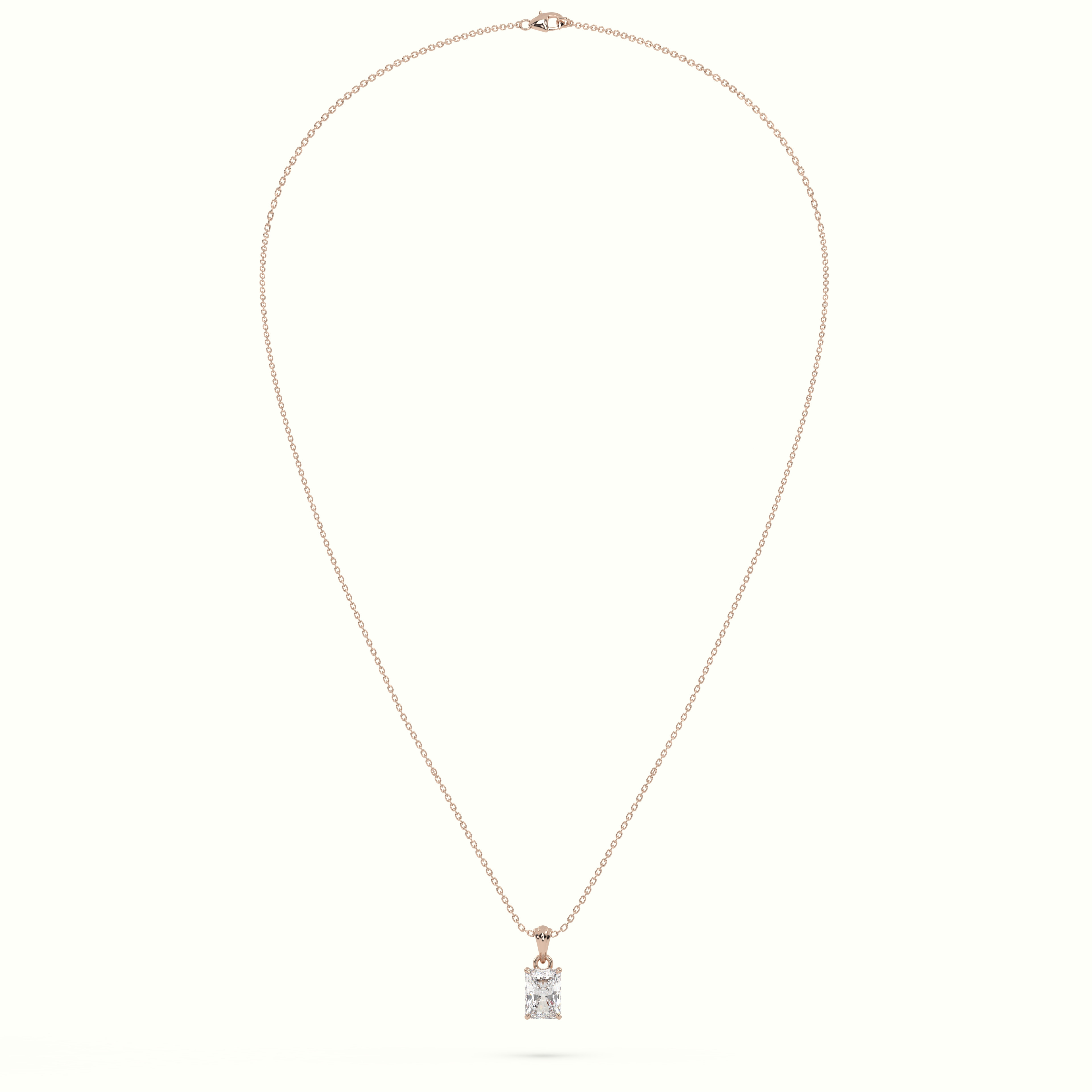 18k rose gold radiant cut solitaire diamond pendant Photos & images