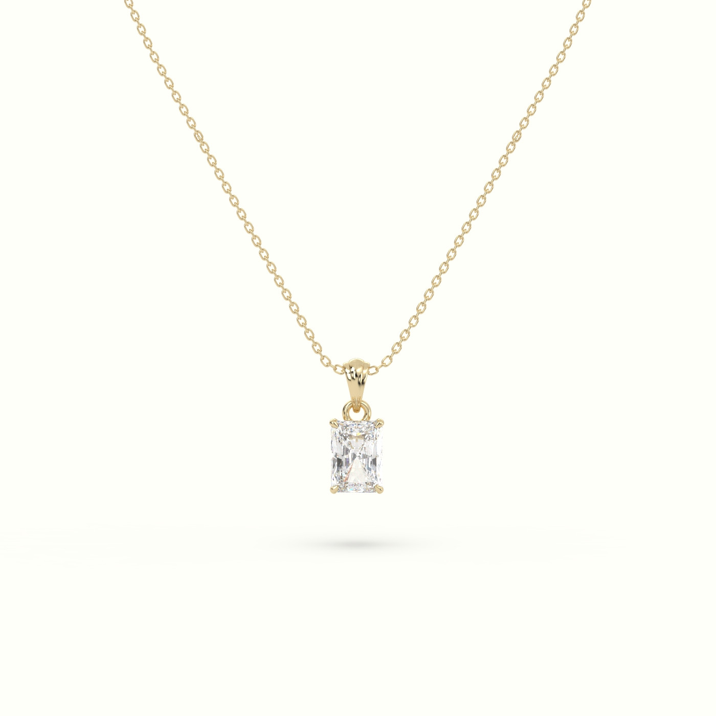 18k yellow gold radiant cut solitaire diamond pendant