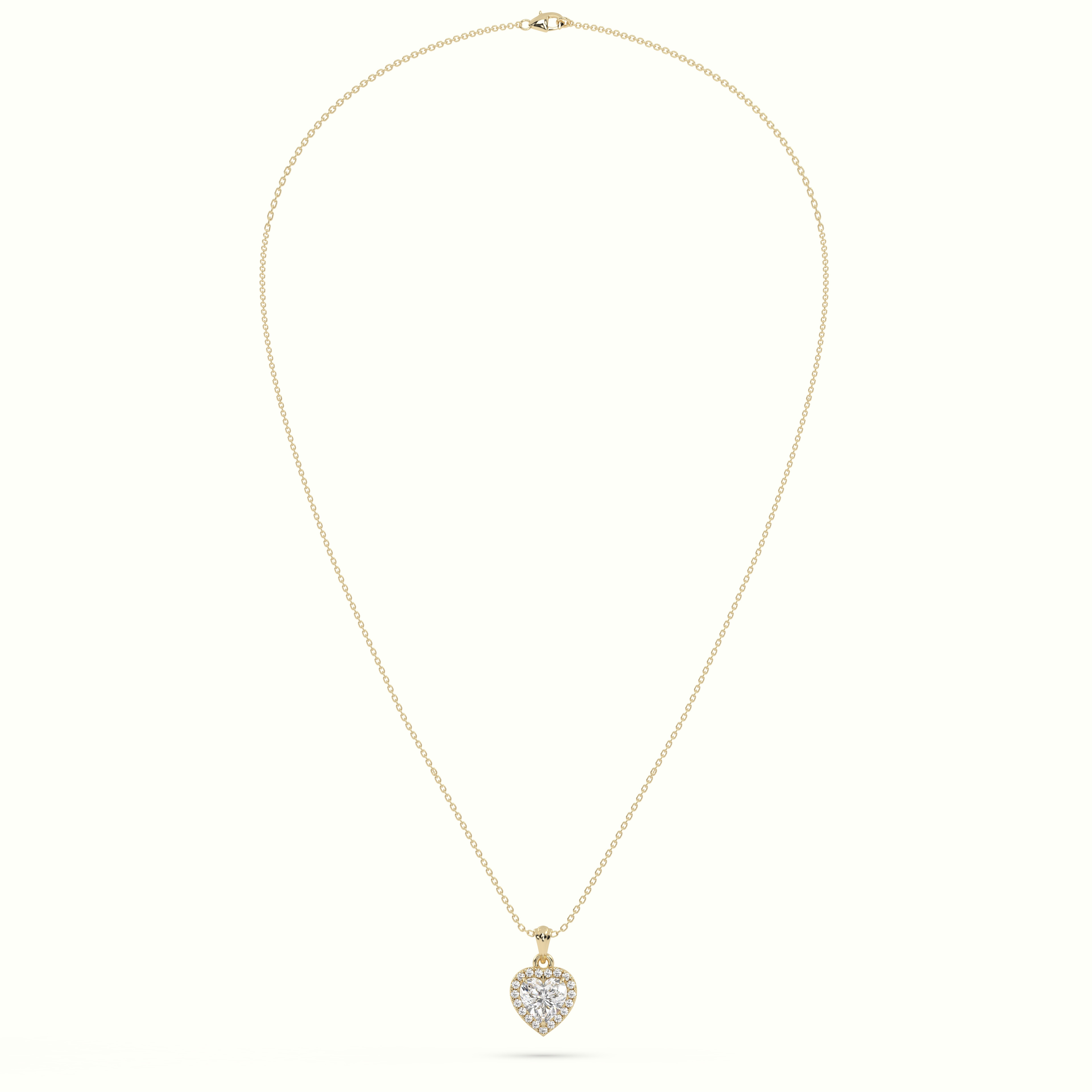 18k yellow gold heart cut solitaire halo diamond pendant Photos & images