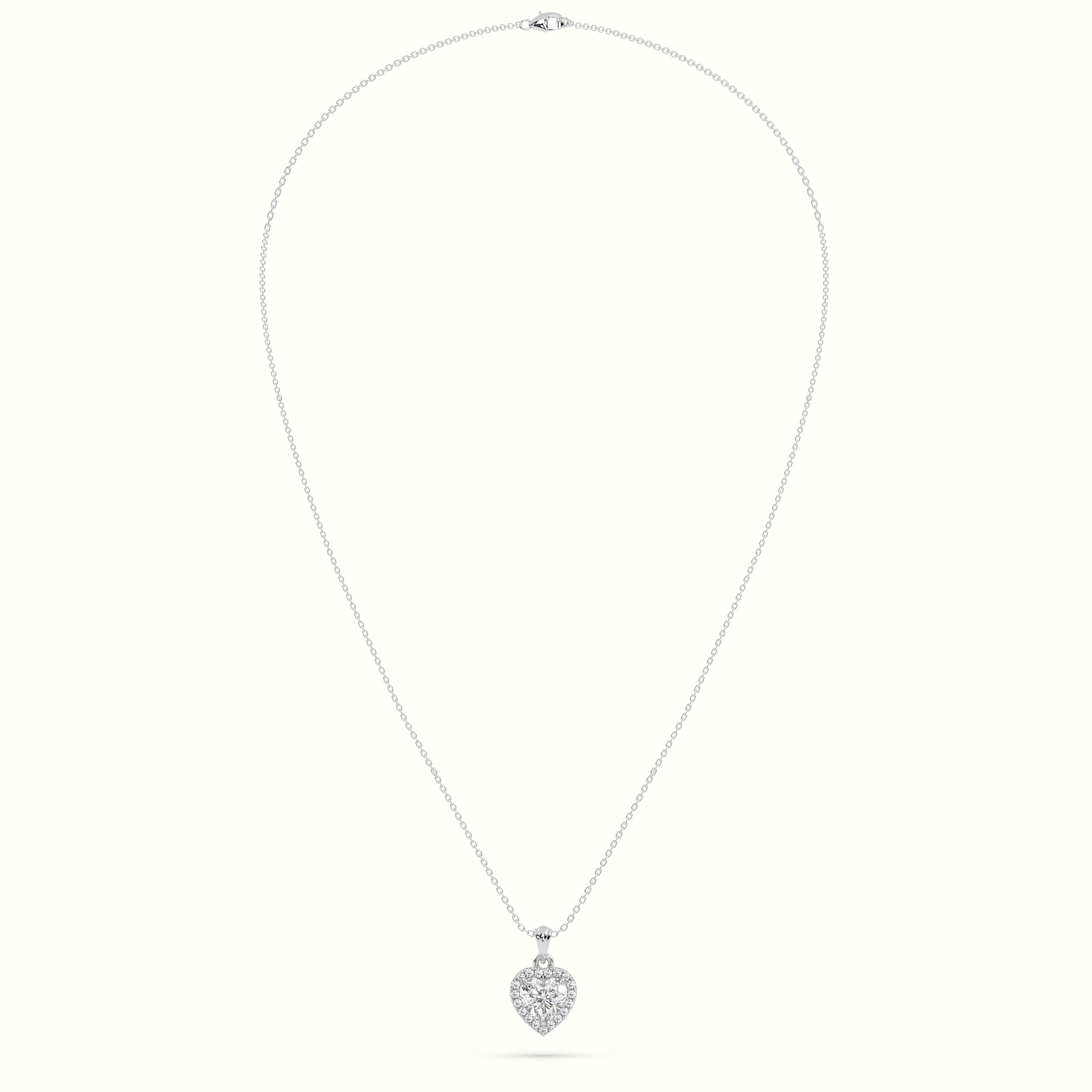 18k white gold heart cut solitaire halo diamond pendant Photos & images