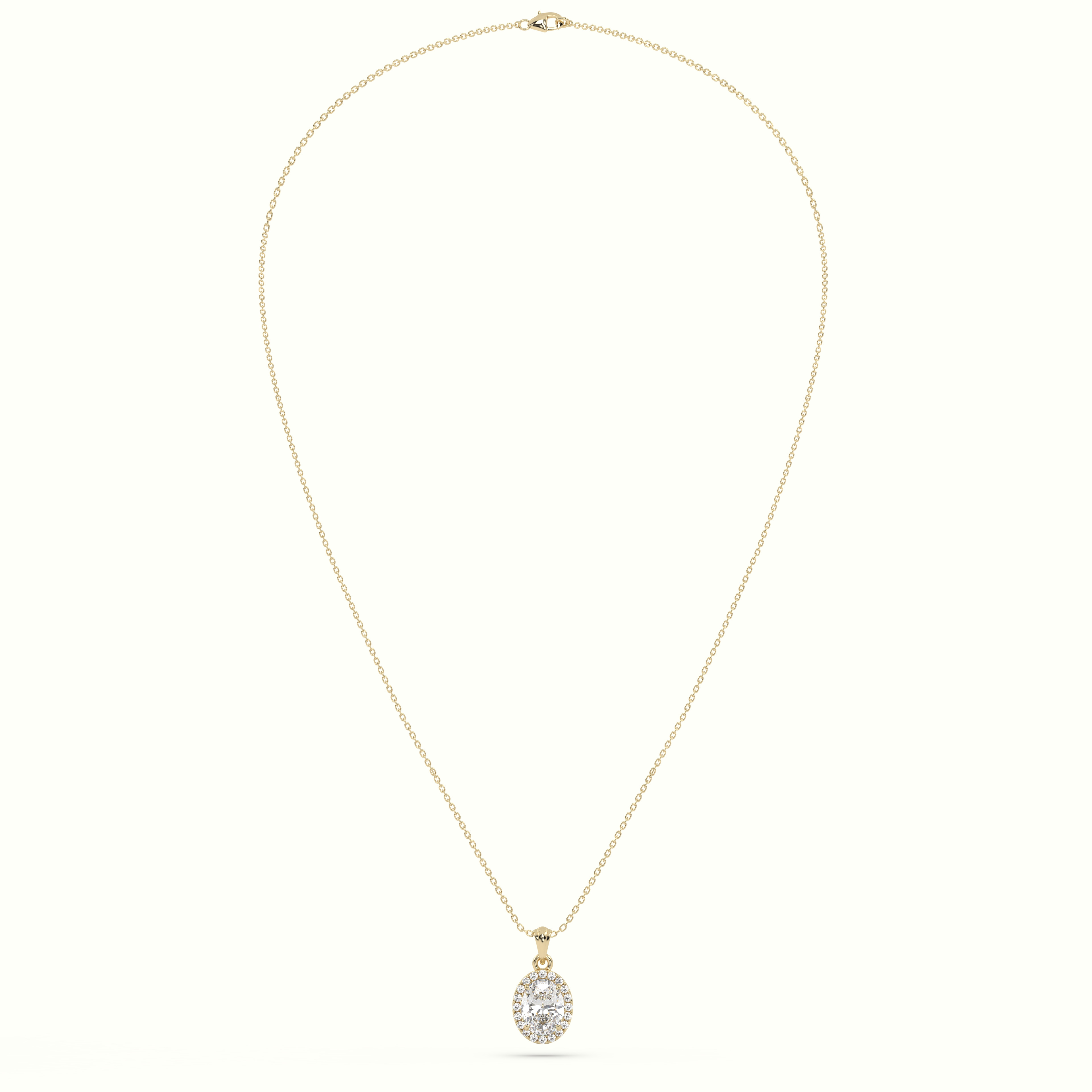 18k yellow gold oval cut solitaire halo diamond pendant Photos & images